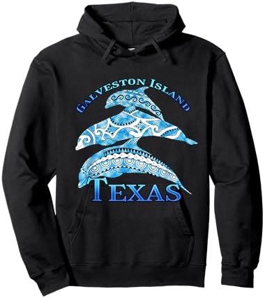 Galveston Island Texas Vacation Tribal Dolphins Hoodie - Hoodie | Black