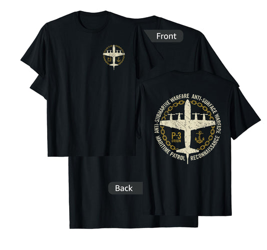 P-3 Orion Anti-Submarine Warfare Patrol Military Aircraft T-Shirt