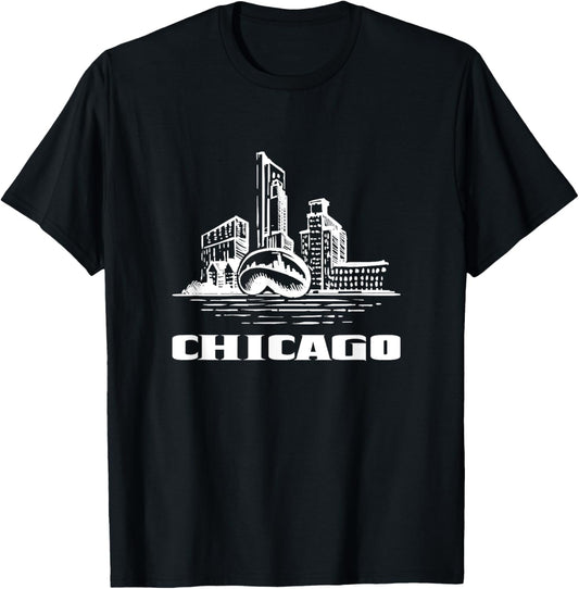 Chicago Downtown City Chicago Illinois Cloud Gate The Bean T-Shirt - T-Shirt | Black