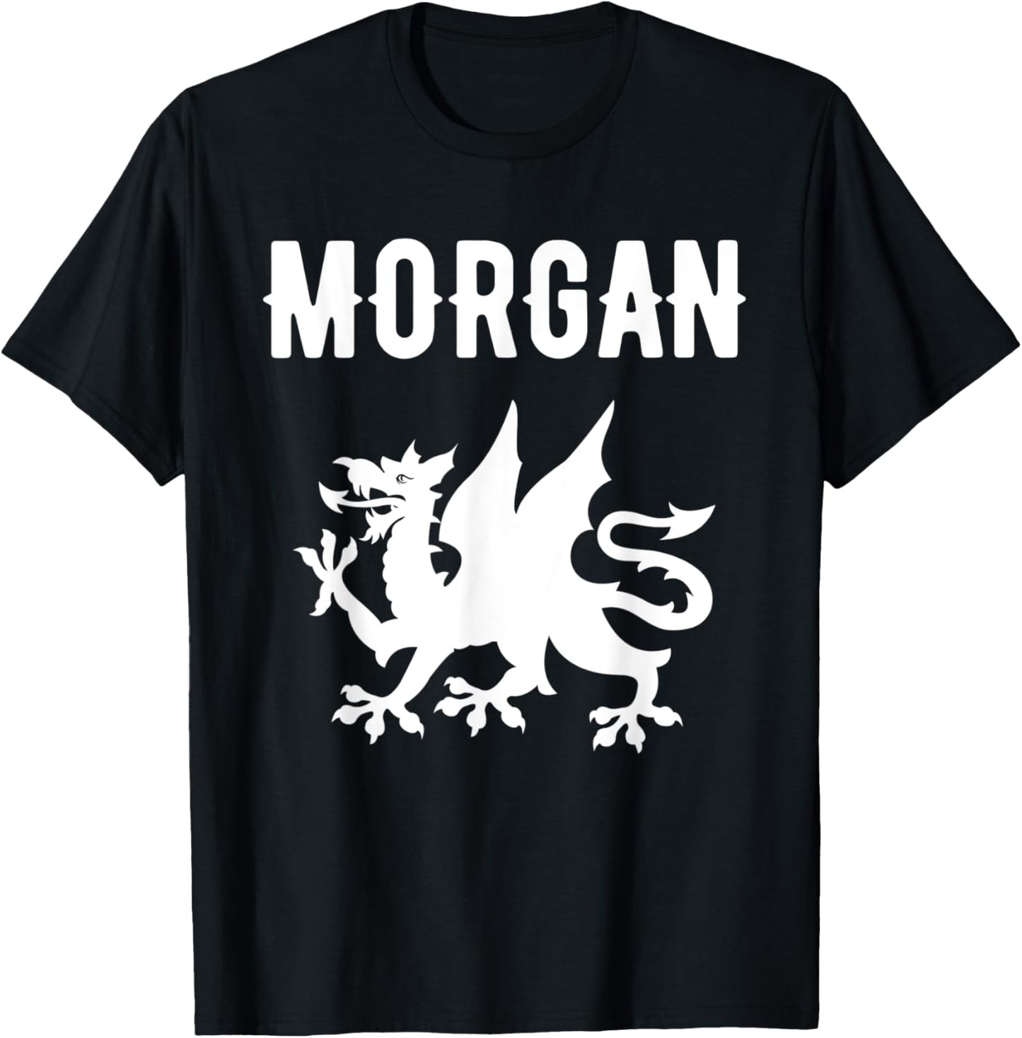 Morgan Surname Welsh Family Name Wales Heraldic Dragon T-Shirt - T-Shirt | Black
