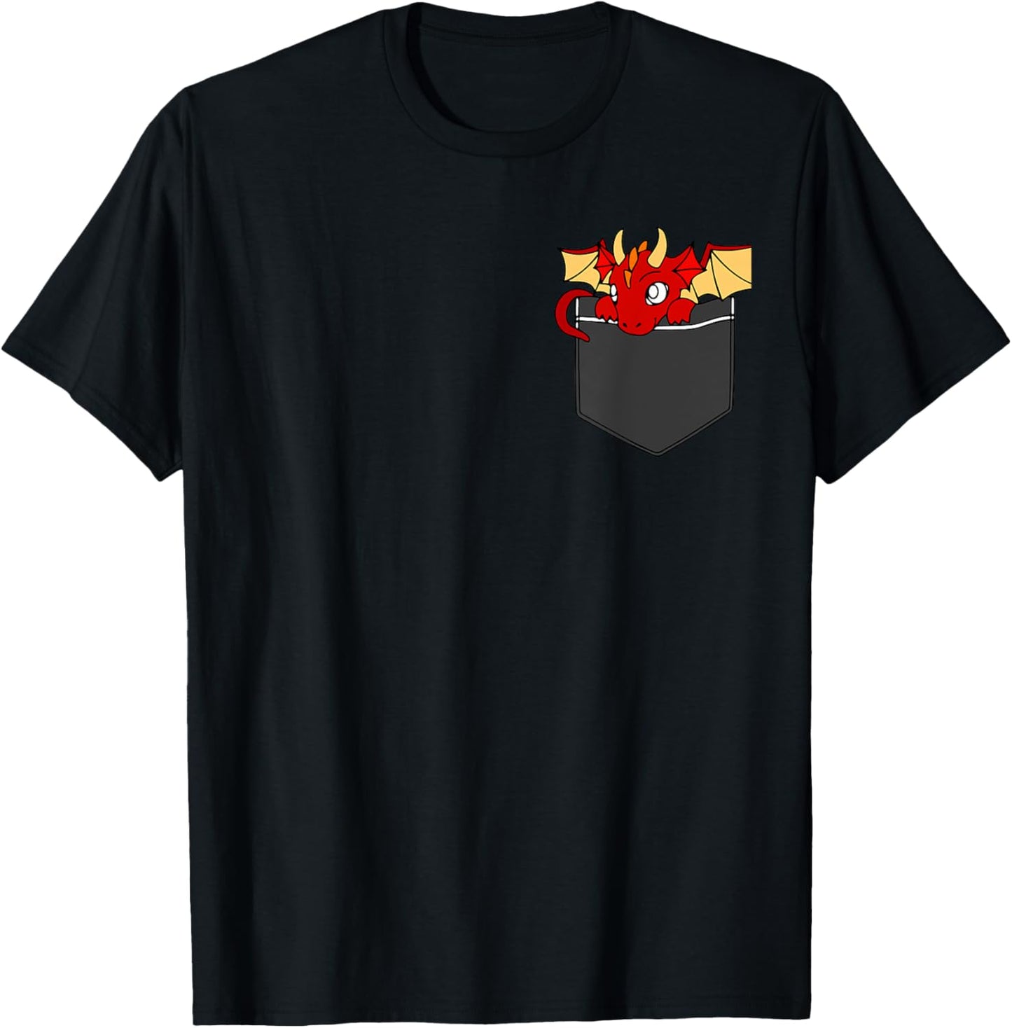 Tiny Dragon In Pocket Shirt Funny Dragon Face For Boy Girl T-Shirt - T-Shirt | Black
