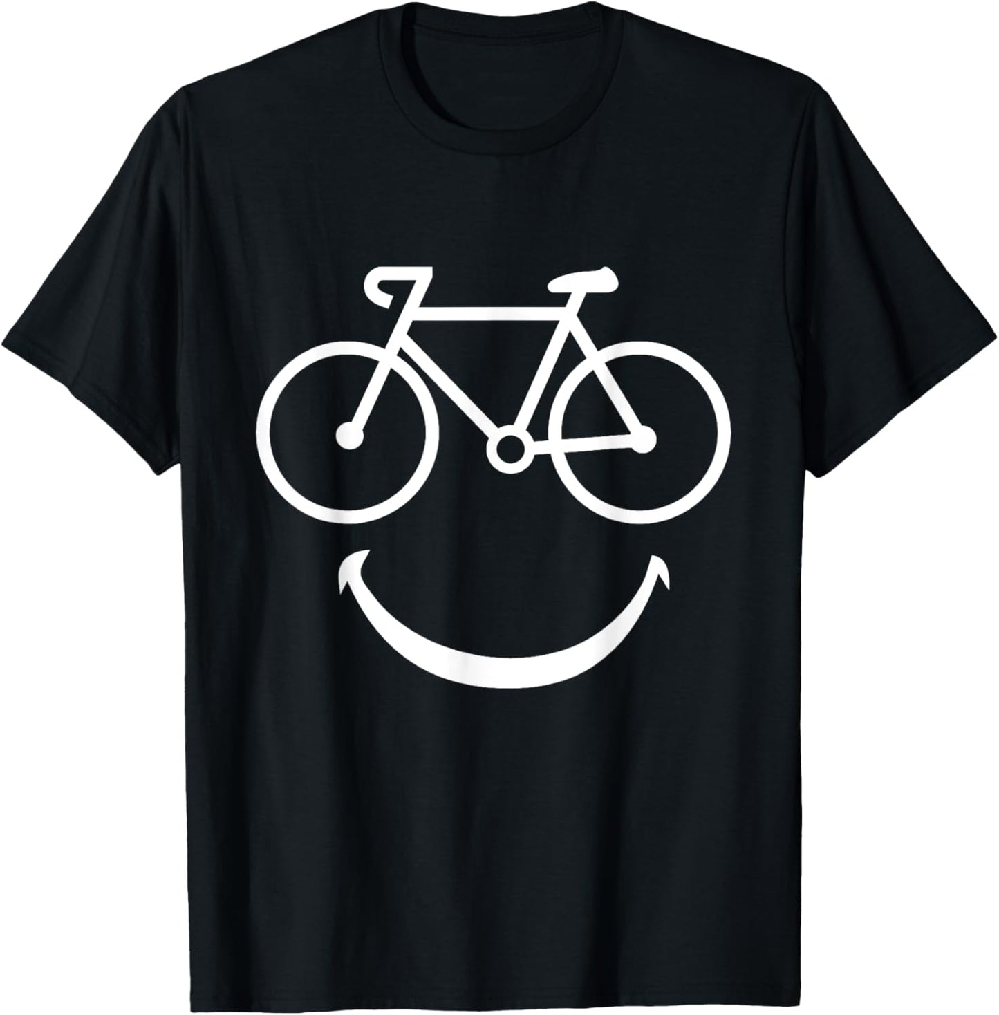 Funny Bicycle Smiling Face Biker Bicycle Smiling Face T-Shirt - T-Shirt | Black