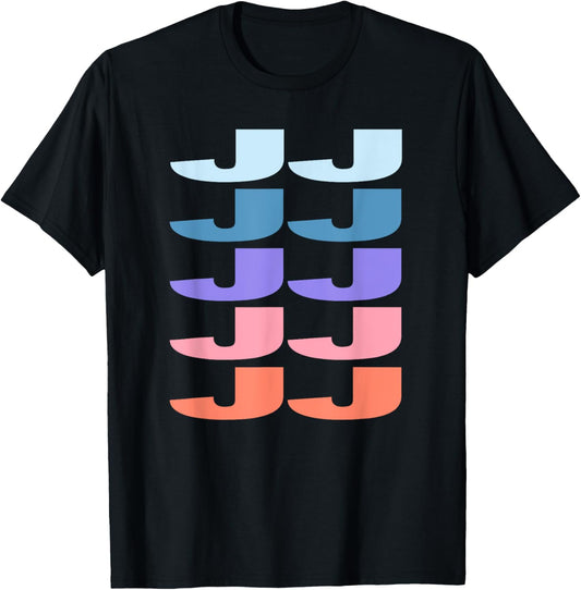 Funny Modern Repeated Text Design JJ T-Shirt - T-Shirt | Black