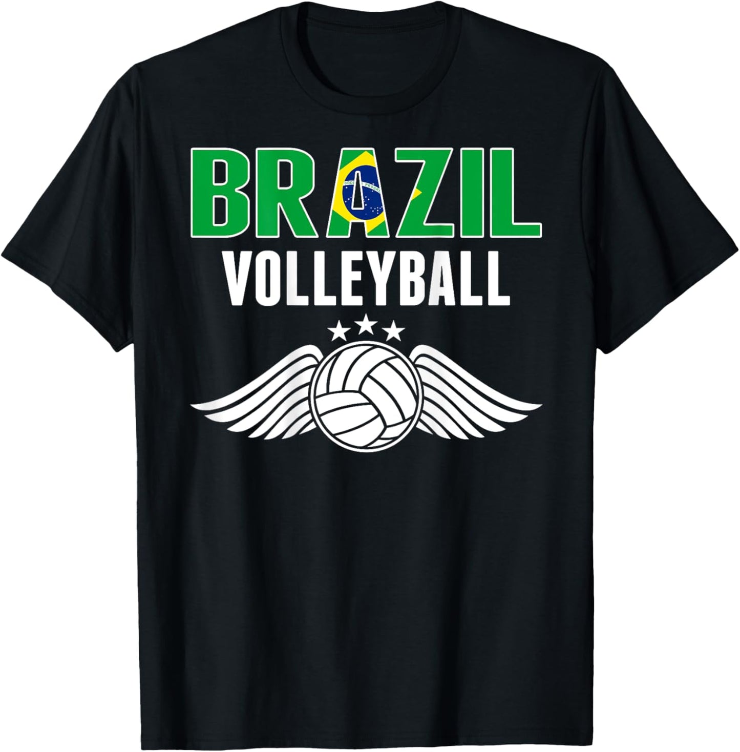 Brazil Volleyball Lovers Jersey - Brazilian Flag Sport Fans T-Shirt - T-Shirt | Black