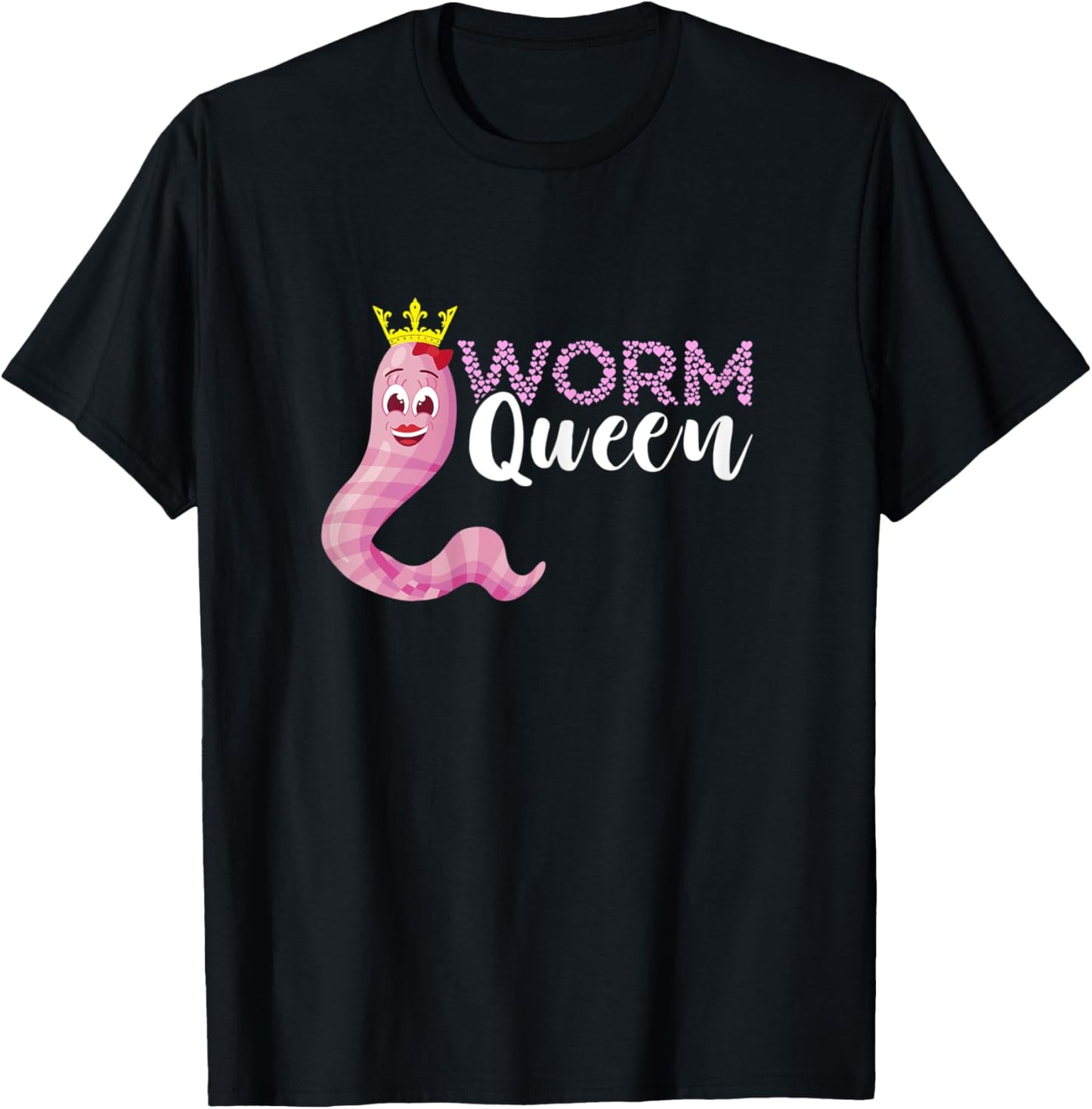 Worm Farmer Queen Crown Vermiculture Red Wiggler Worm T-Shirt - T-Shirt | Black