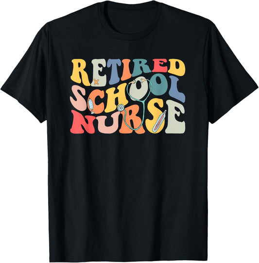 Retro Vintage Retired School Nurse Retirement Party T-Shirt - T-Shirt | Black