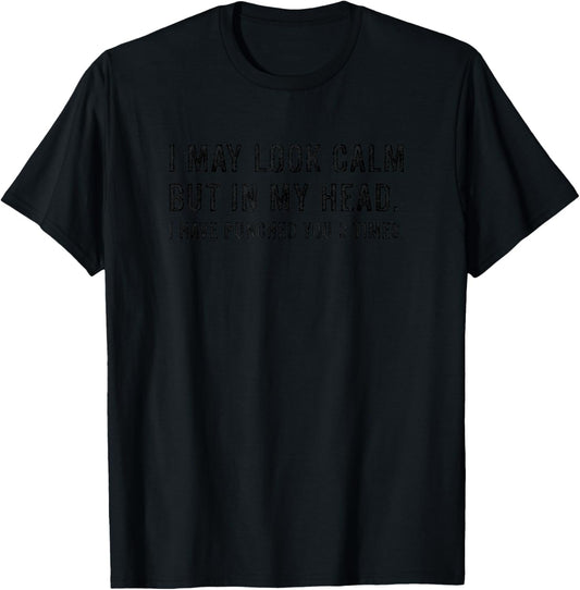 I May Look Calm But In My Head Ive Punched Funny Adult Humor T-Shirt - T-Shirt | Black