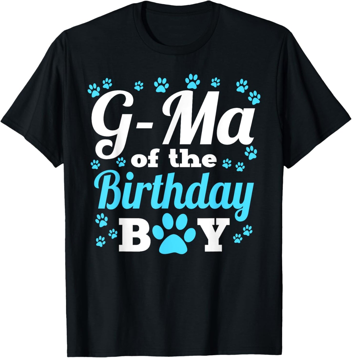 G-Ma Of The Birthday Boy Dog Paw Bday Party Celebration T-Shirt - T-Shirt | Black