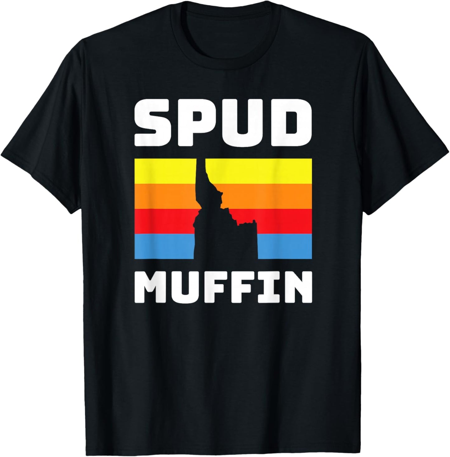 Cool Retro Travel Idaho Vacation Potatoes Spud Muffin Design T-Shirt - T-Shirt | Black