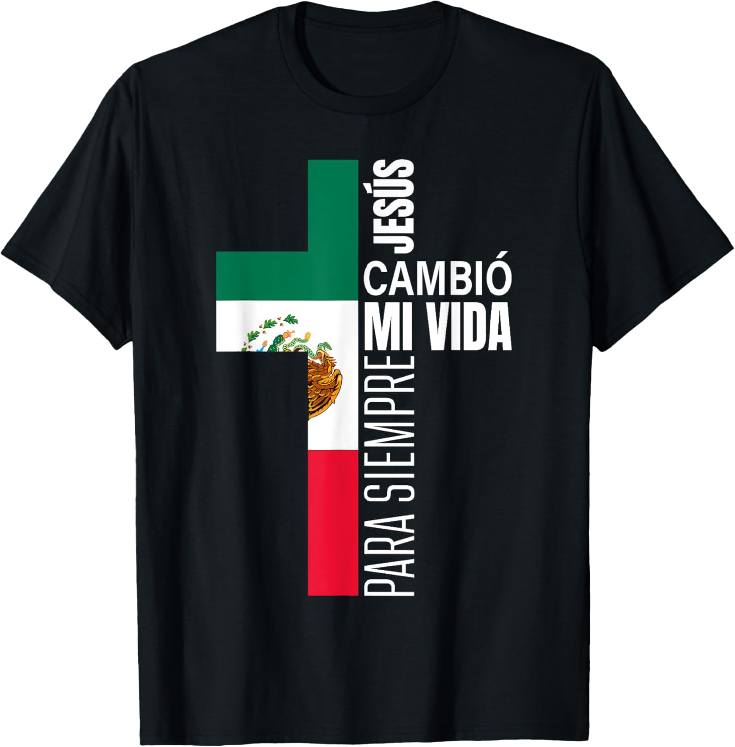 Jesus Christian Spanish Gifts Dad Fathers Day Mexican Flag T-Shirt - T-Shirt | Black