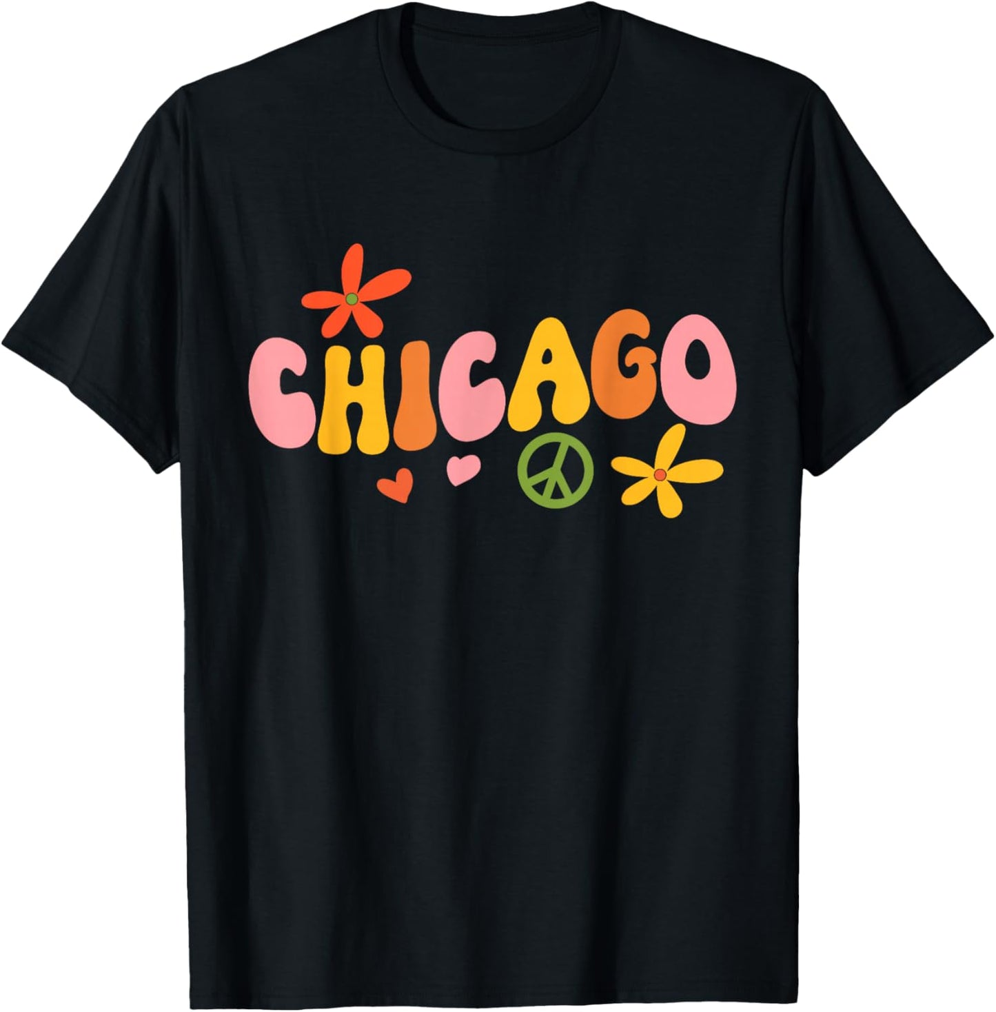 Chicago 70s retro hippie T-Shirt - T-Shirt | Black