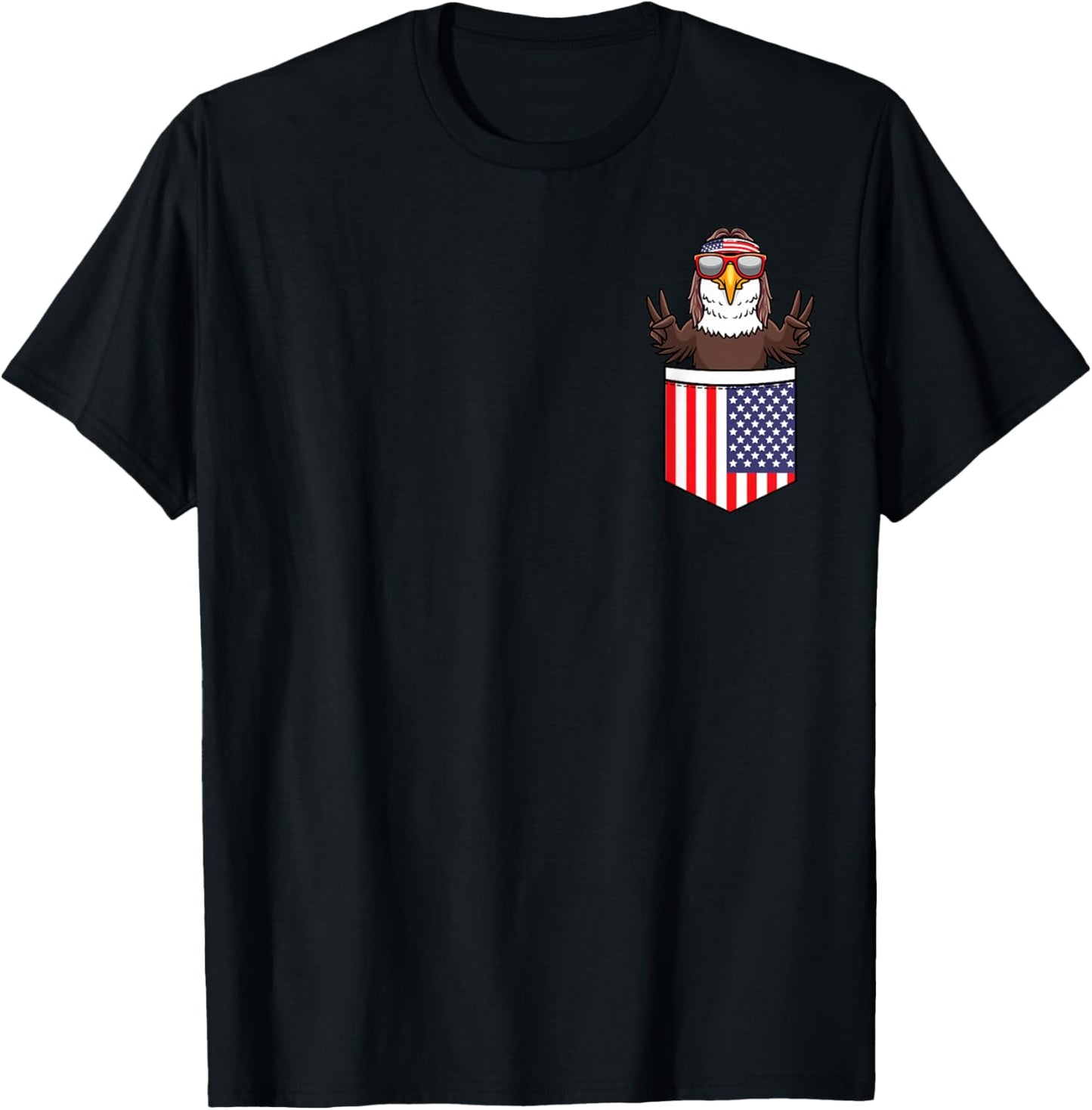 Eagle in Pocket Patriotic Independence Day 4th of July USA T-Shirt - T-Shirt | Black