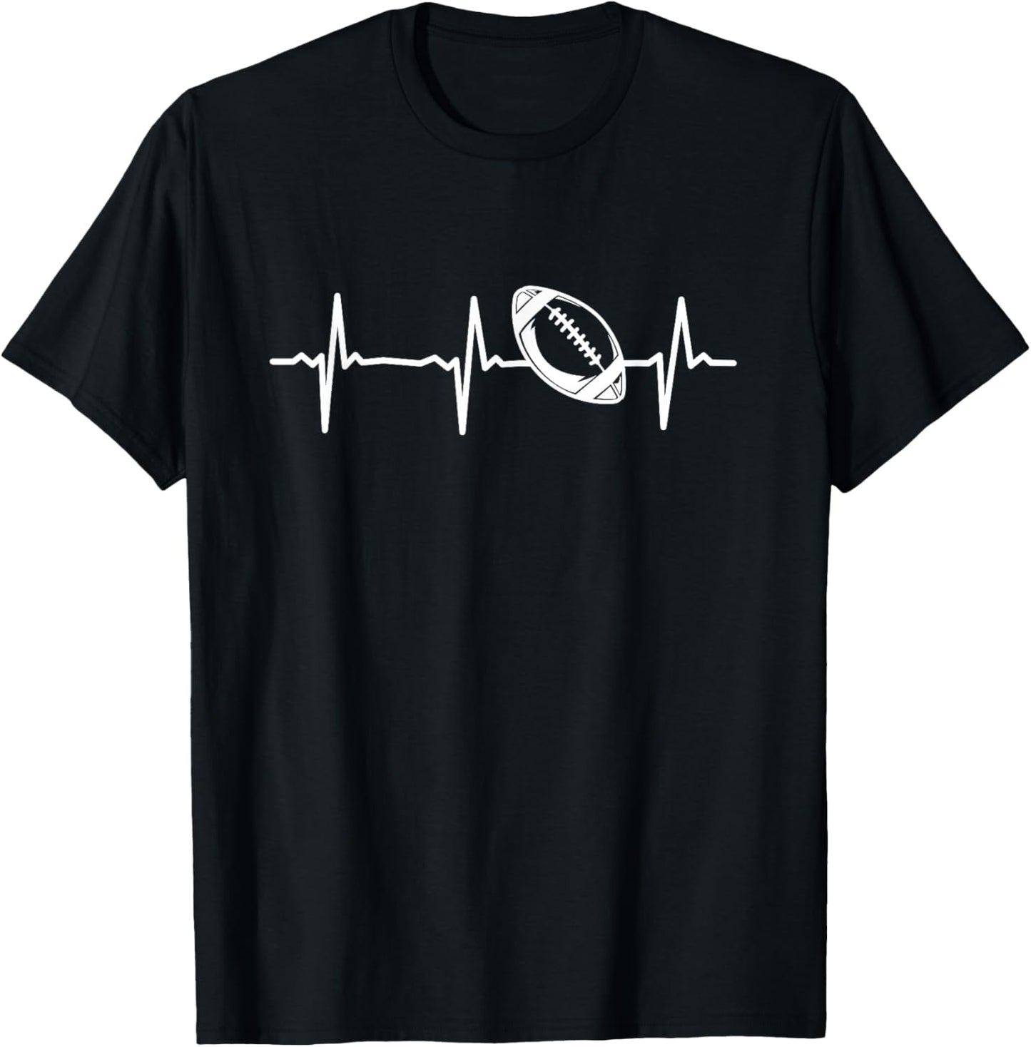 Football Heartbeat Football Player American Football T-Shirt - T-Shirt | Black