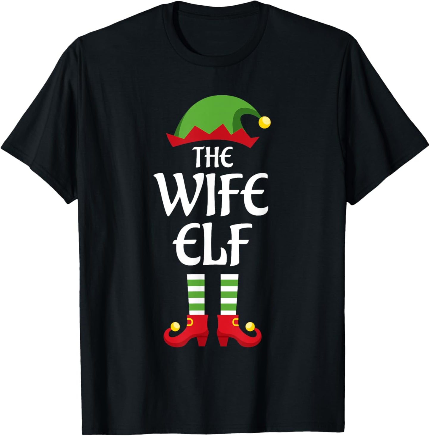 Wife Elf Family Matching Group Christmas T-Shirt - T-Shirt | Black