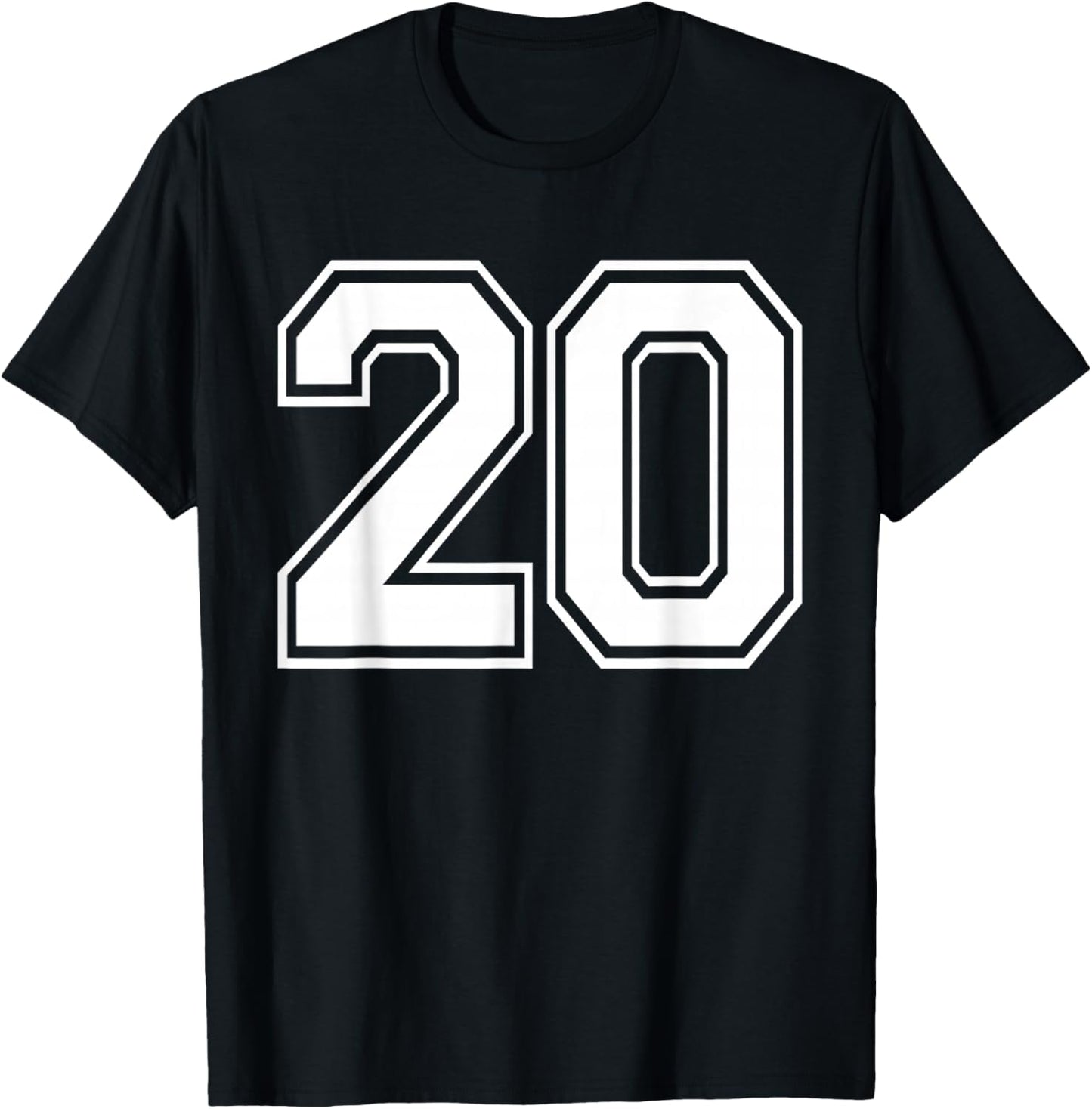 Number Twenty #20 Sports Team Uniform Birthday Anniversary T-Shirt - T-Shirt | Black