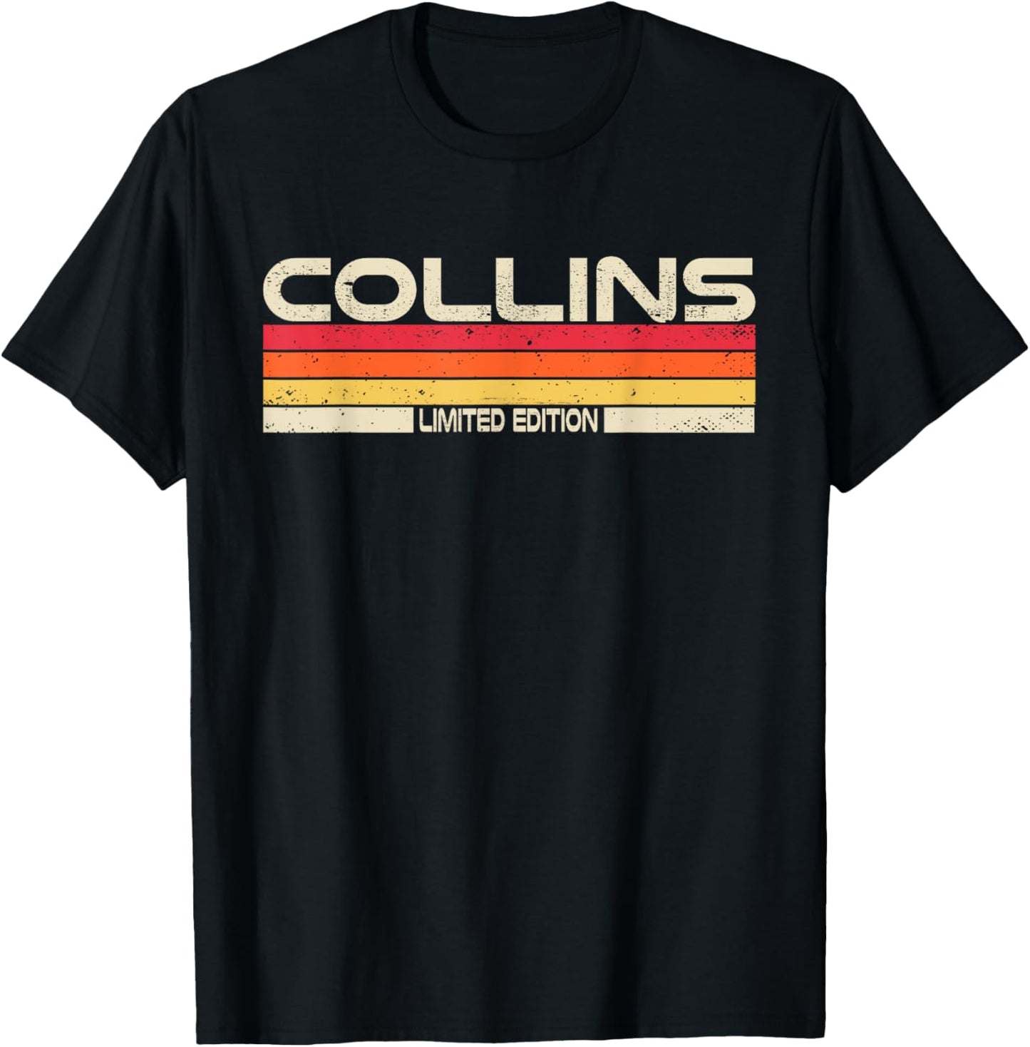Collins Surname Birthday Family Reunion 80s 90s Sunset T-Shirt - T-Shirt | Black