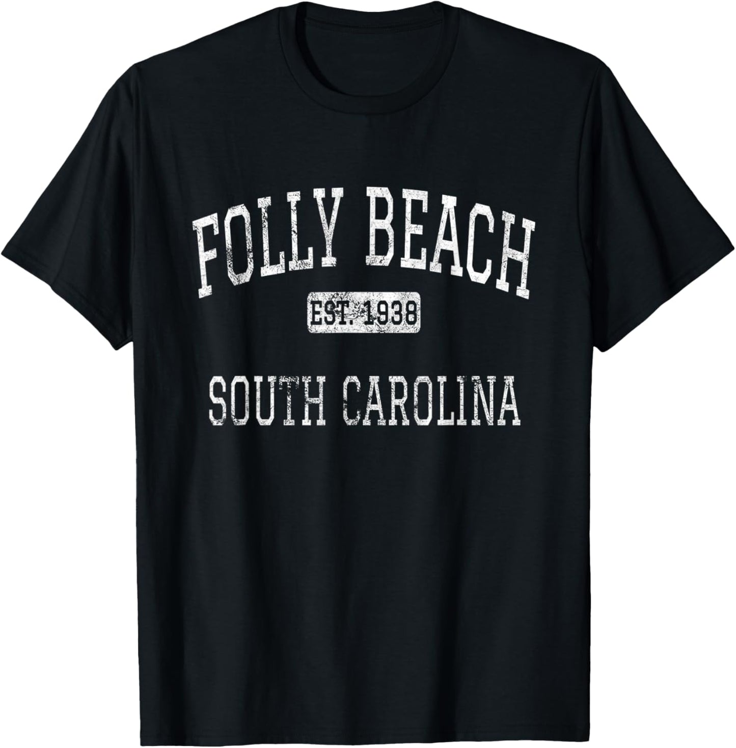 Folly Beach South Carolina SC Vintage Men Women Kids T-Shirt - T-Shirt | Black