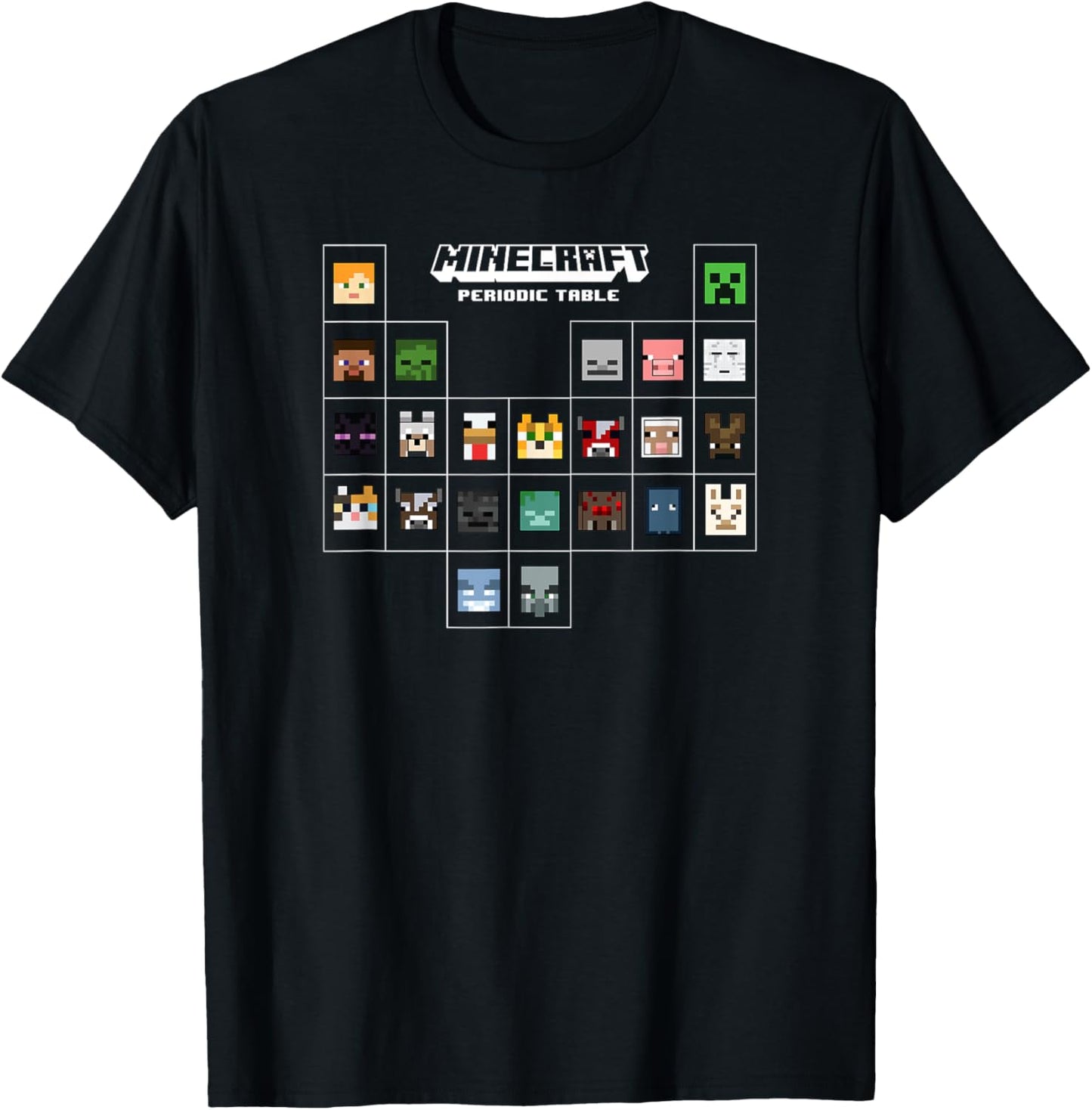Minecraft Periodic Table Character Group T-Shirt - T-Shirt | Black