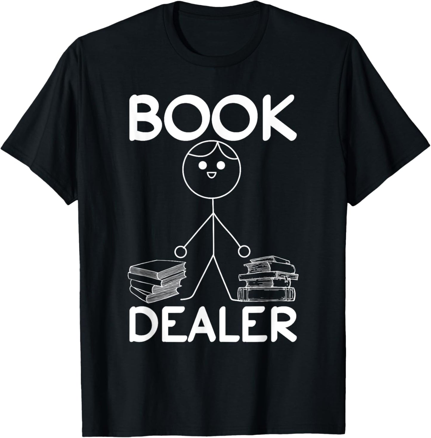 Book Dealer Stick Figure Book Lover Funny Book Reading T-Shirt - T-Shirt | Black