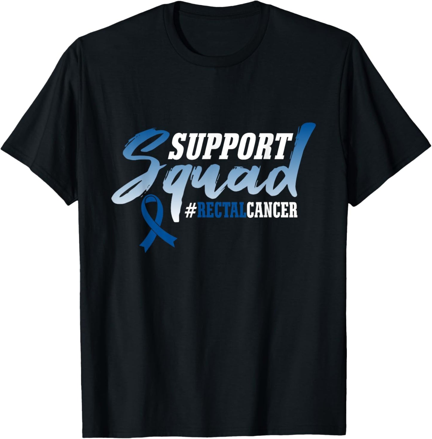 Support Squad RECTAL CANCER Survivors Ribbon T-Shirt - T-Shirt | Black