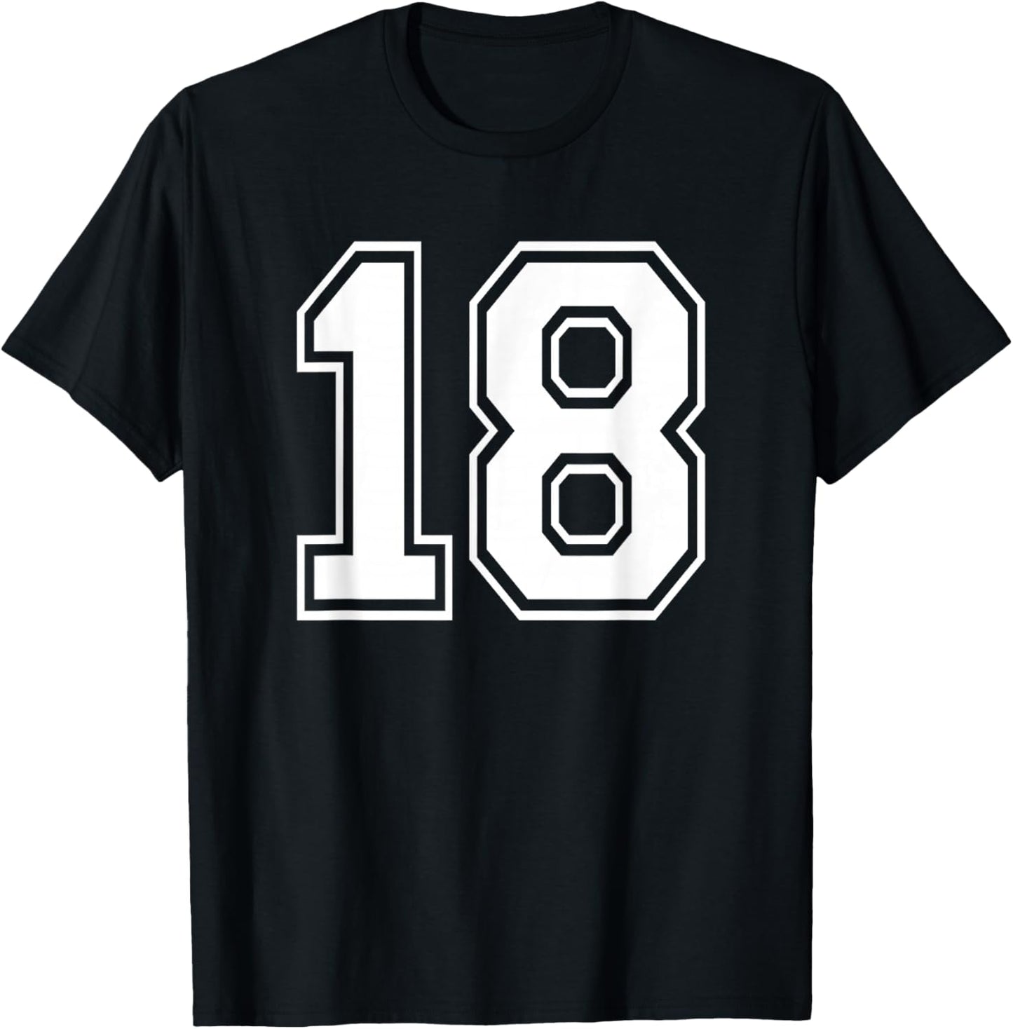 Number Eighteen #18 Sports Team Uniform Birthday 18 T-Shirt - T-Shirt | Black