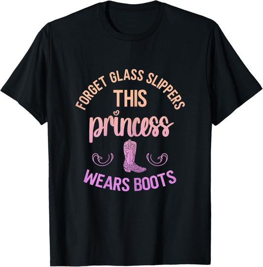 Princess Cowboy Boots Western Cowgirl Girl Country Horse T-Shirt - T-Shirt | Black