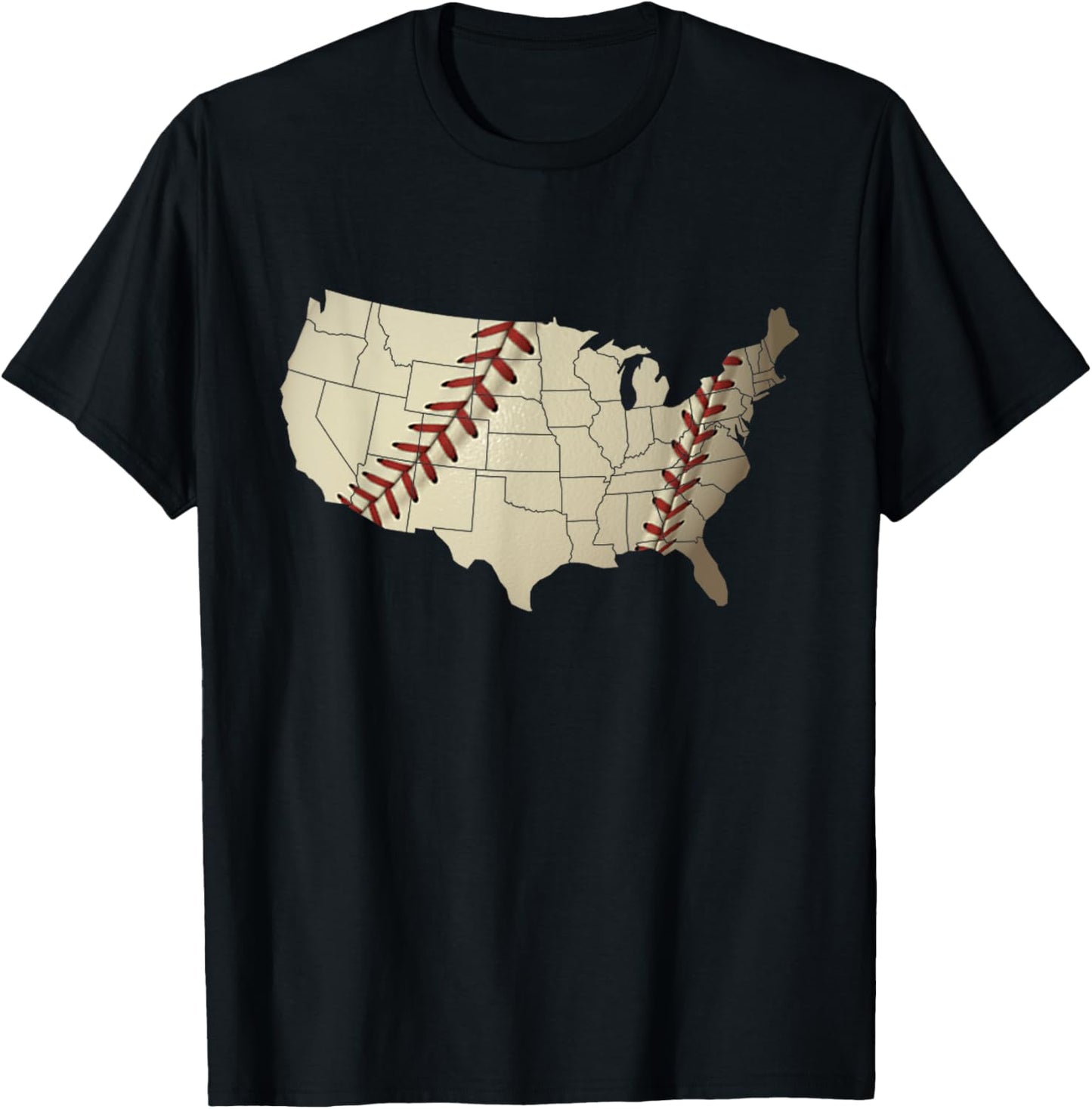 Vintage America BASEBALL Team US Country Ball Map Merica Fan T-Shirt - T-Shirt | Black