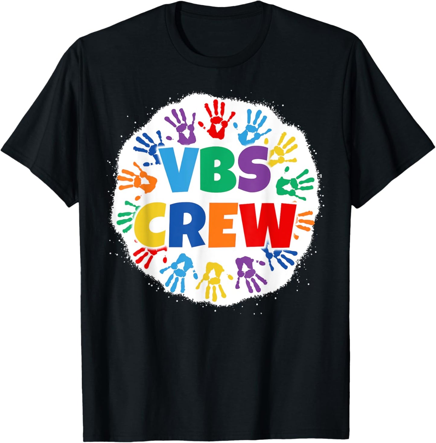 2022 Vacation Bible School Bleached Handprints VBS Crew T-Shirt - T-Shirt | Black