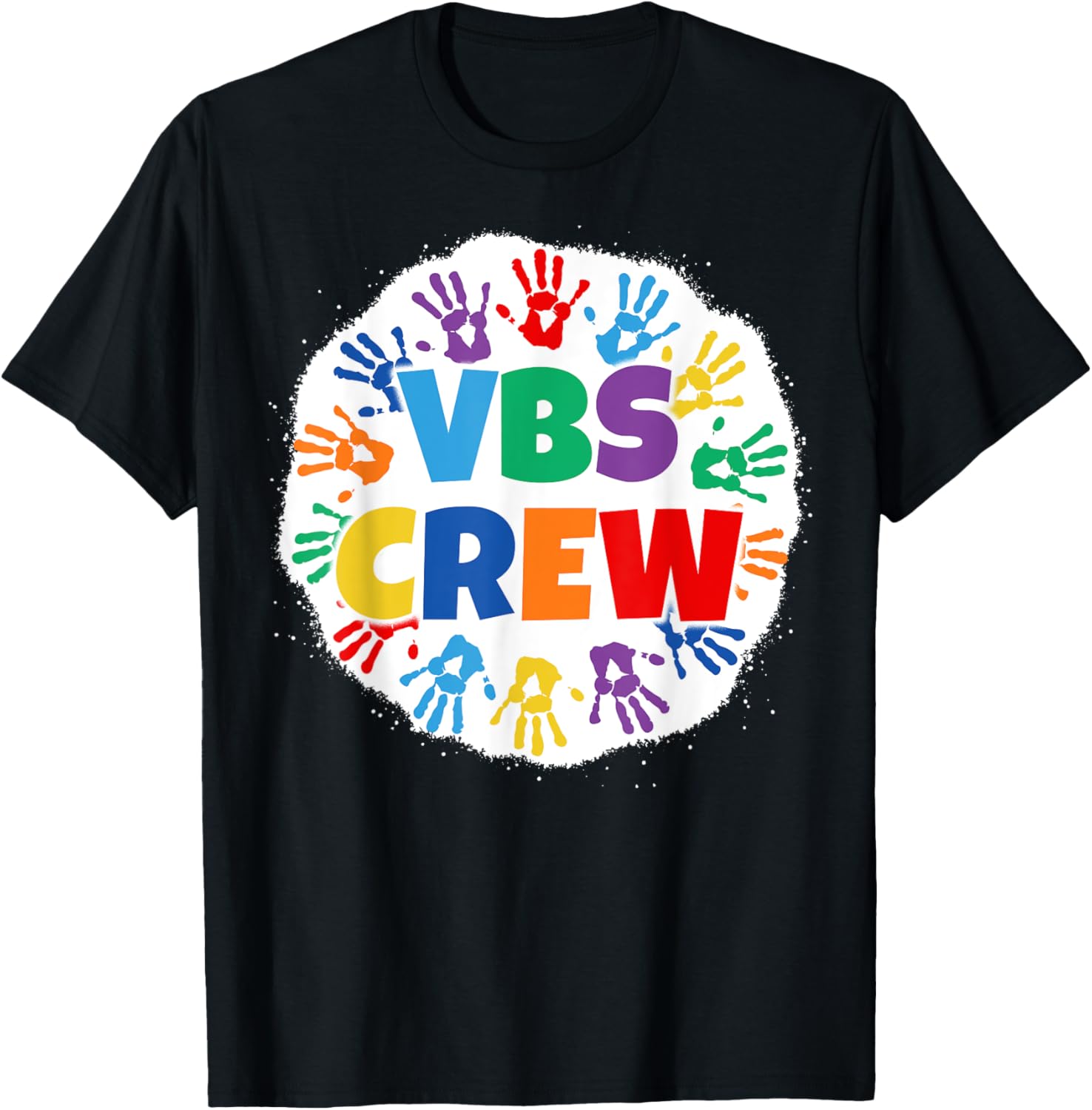 2022 Vacation Bible School Bleached Handprints VBS Crew T-Shirt - T-Shirt | Black