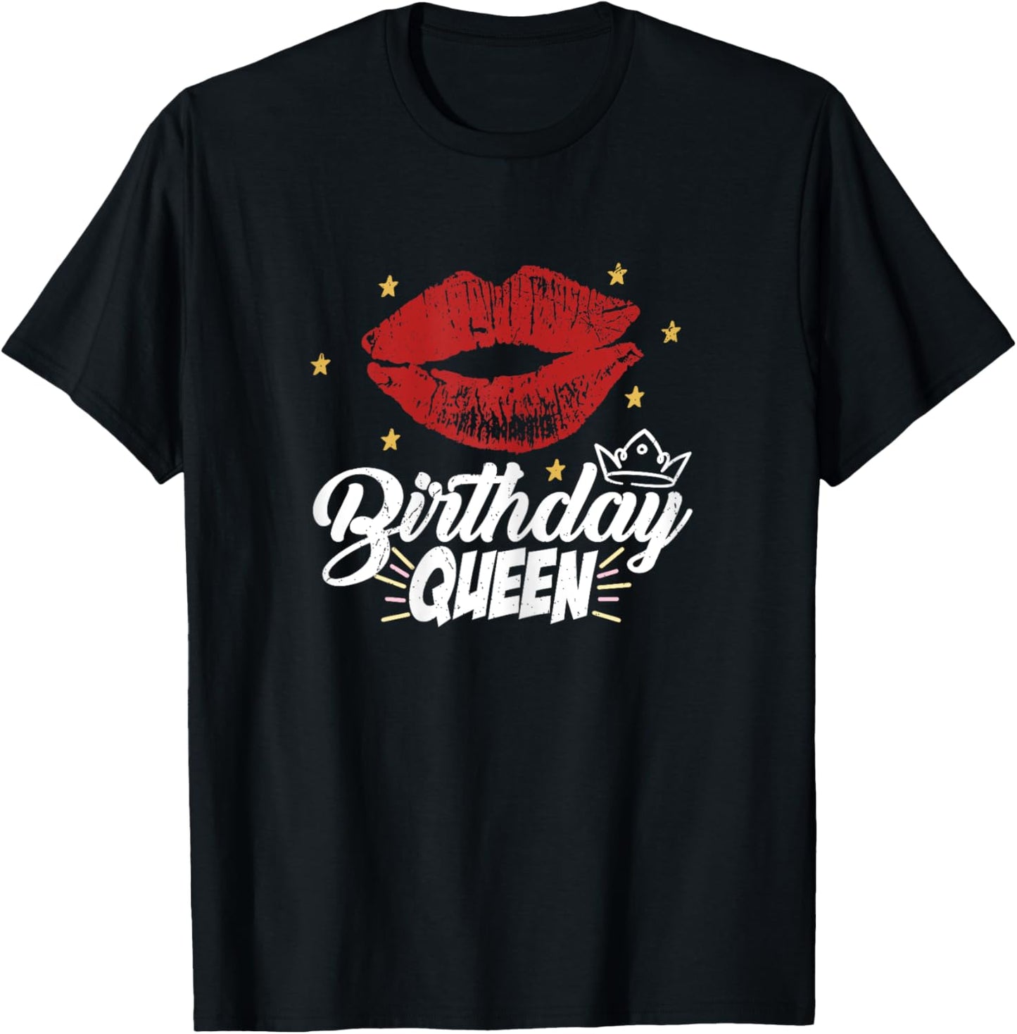 Birthday Queen Red Lipps T-Shirt - T-Shirt | Black