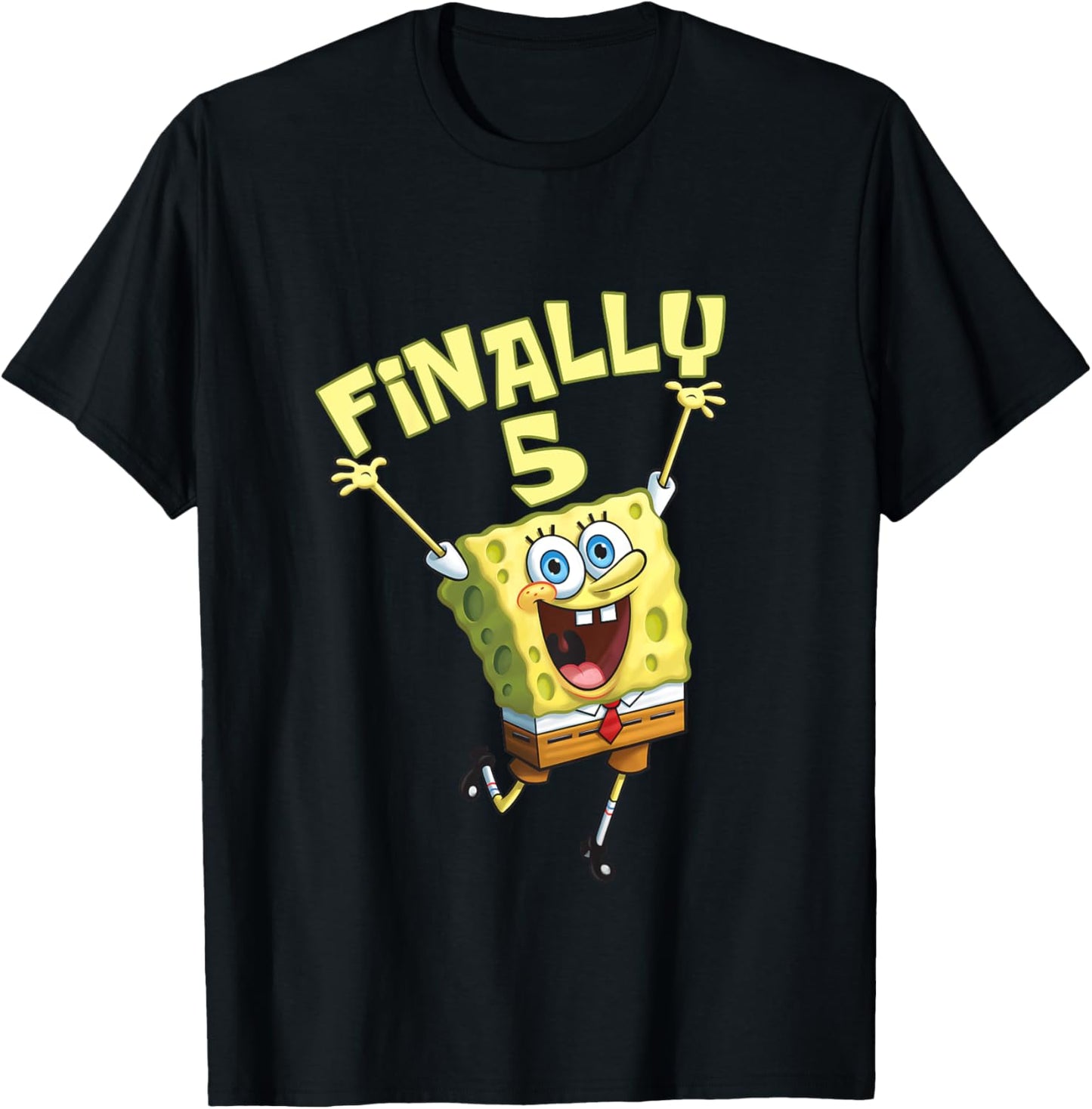 Mademark x SpongeBob SquarePants - Kids Original SpongeBob Square Pants - 5th Birthday. Finally 5. T-Shirt - T-Shirt | Black