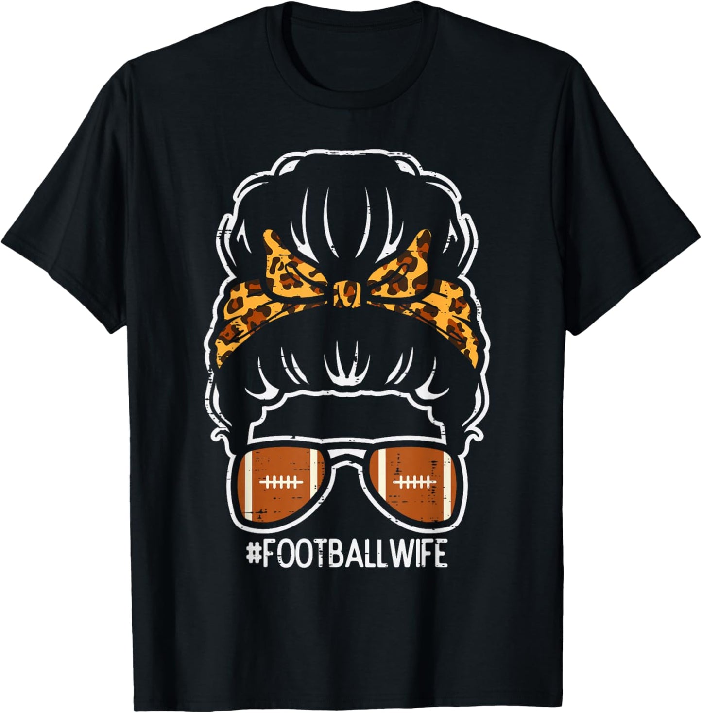American Football Wife Leopard Bun Family Matching Women T-Shirt - T-Shirt | Black