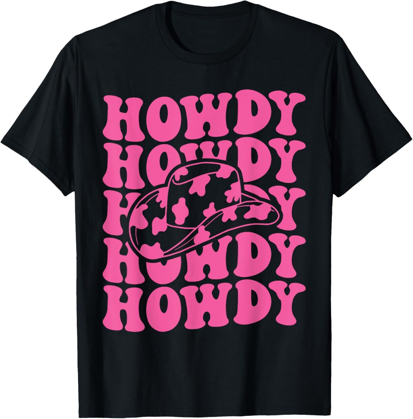 Rodeo White Howdy Western Retro Cowboy Hat Southern Cowgirl T-Shirt - T-Shirt | Black