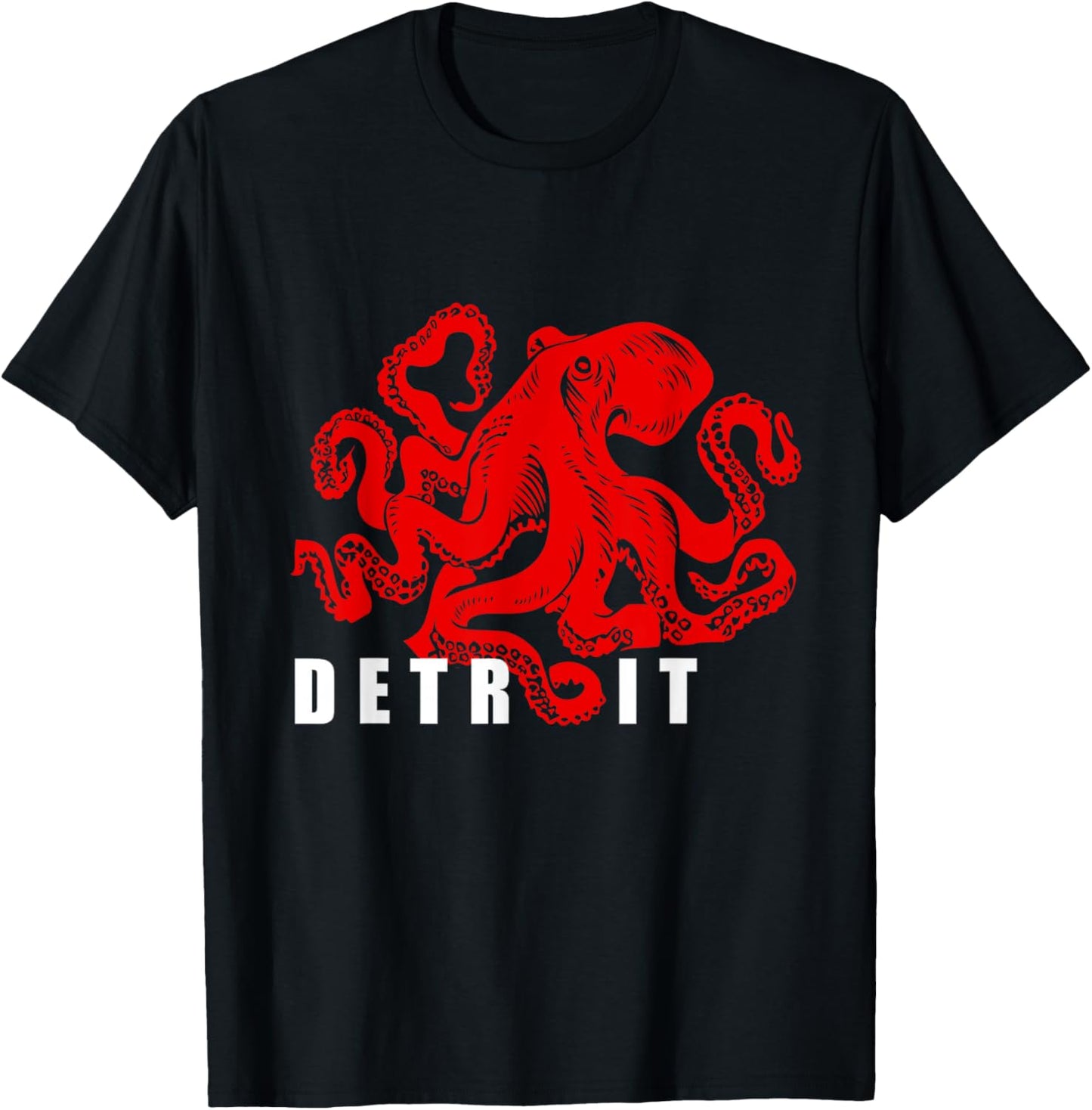 Detroit Michigan Souvenir | Octopus Kraken Detroit T-Shirt - T-Shirt | Black
