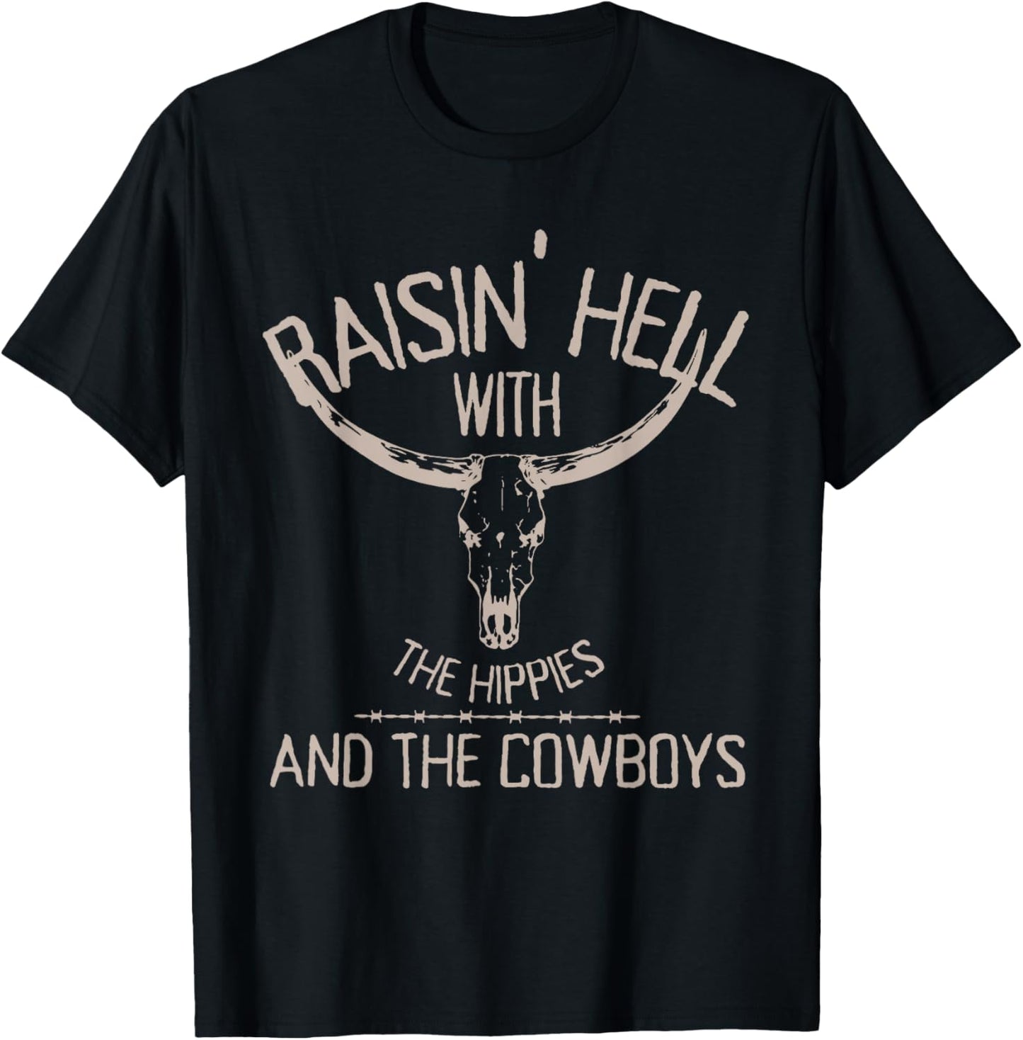 Hippies and Cowboys Western Cowhide Cowgirls Small T-Shirt - T-Shirt | Black