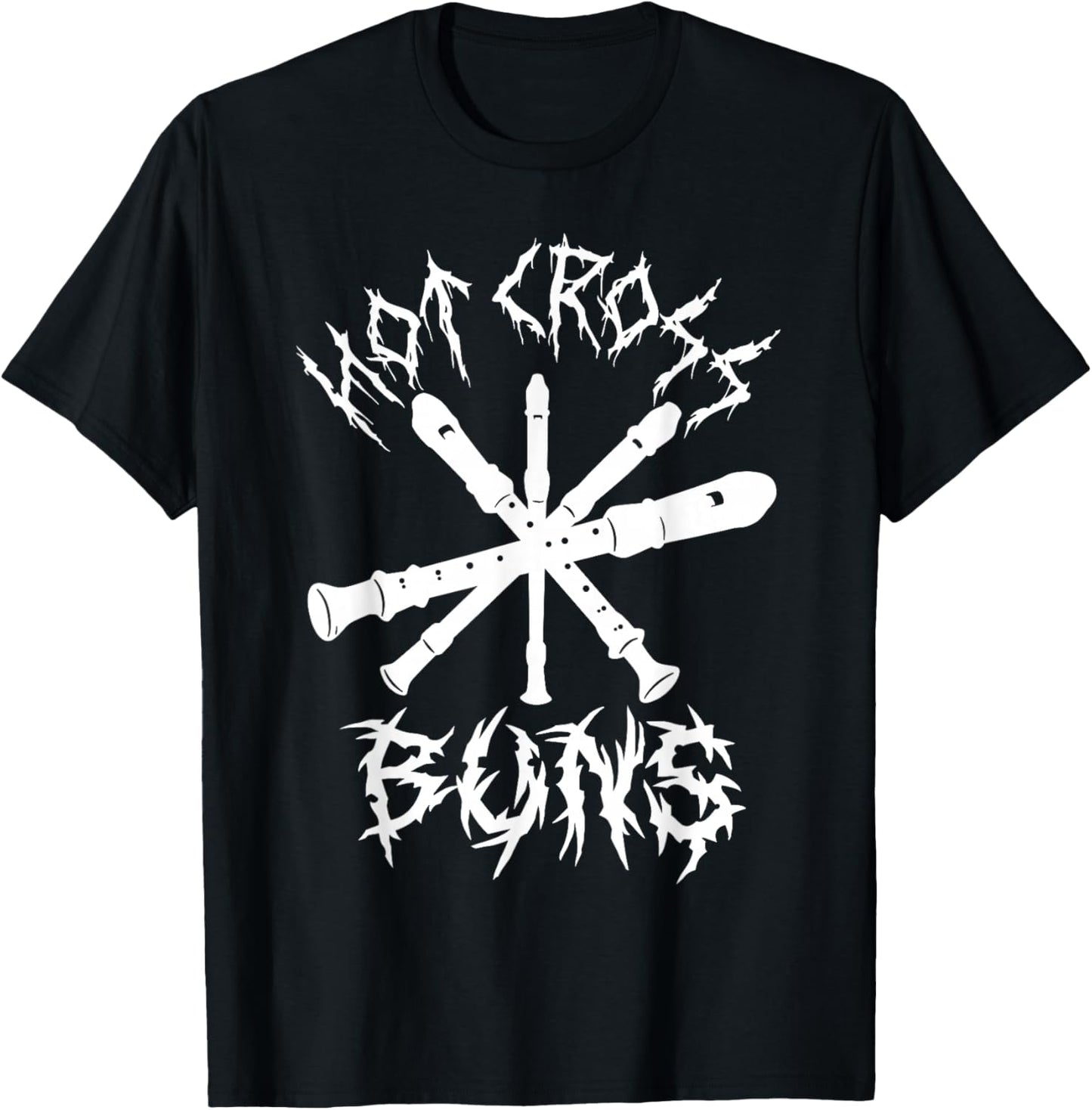 Hot Cross Buns Funny Recorder Music Ironic Heavy Metal Song T-Shirt - T-Shirt | Black