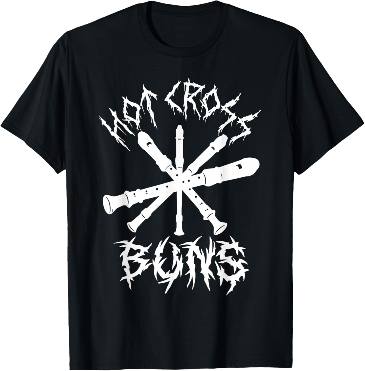 Hot Cross Buns Funny Recorder Music Ironic Heavy Metal Song T-Shirt - T-Shirt | Black
