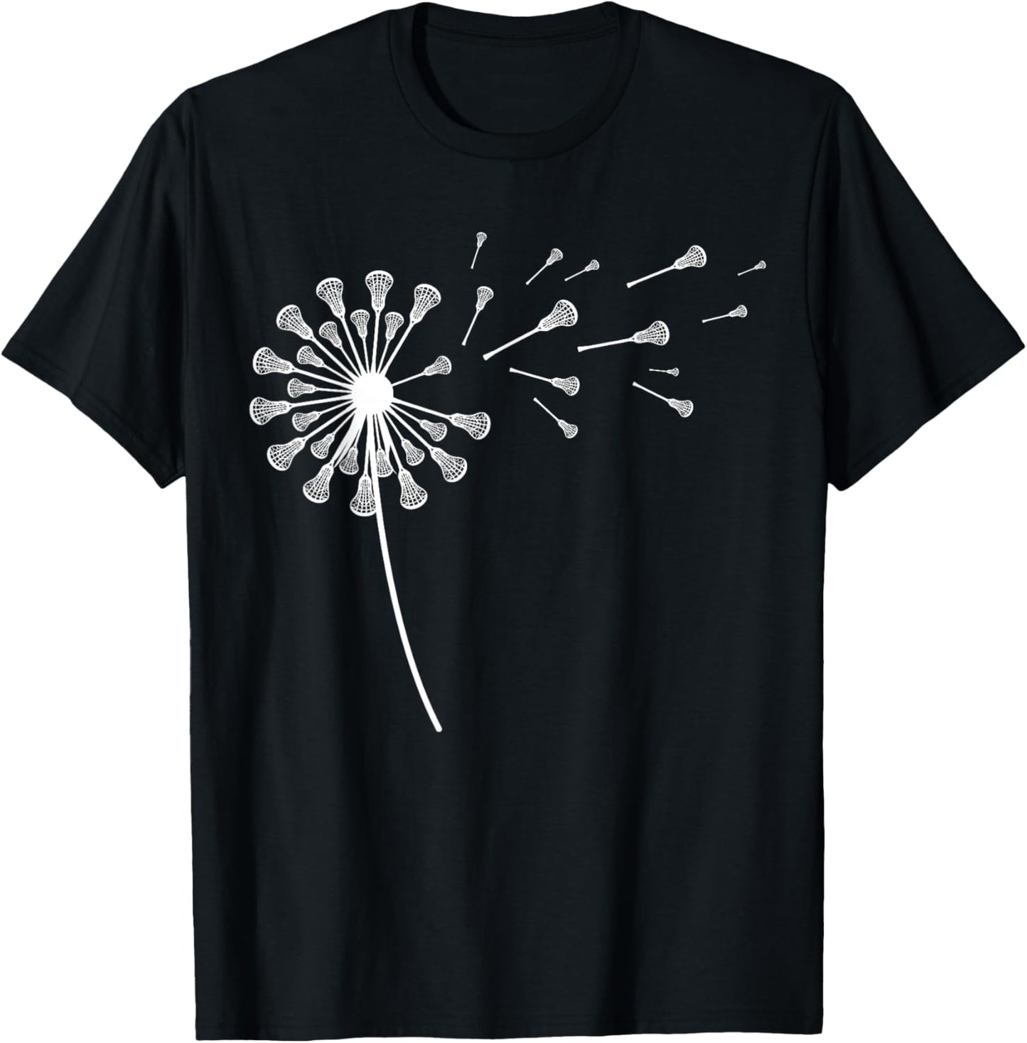 Dandelion Lacrosse Stick LAX Clothes Girls Lacrosse T-Shirt - T-Shirt | Black