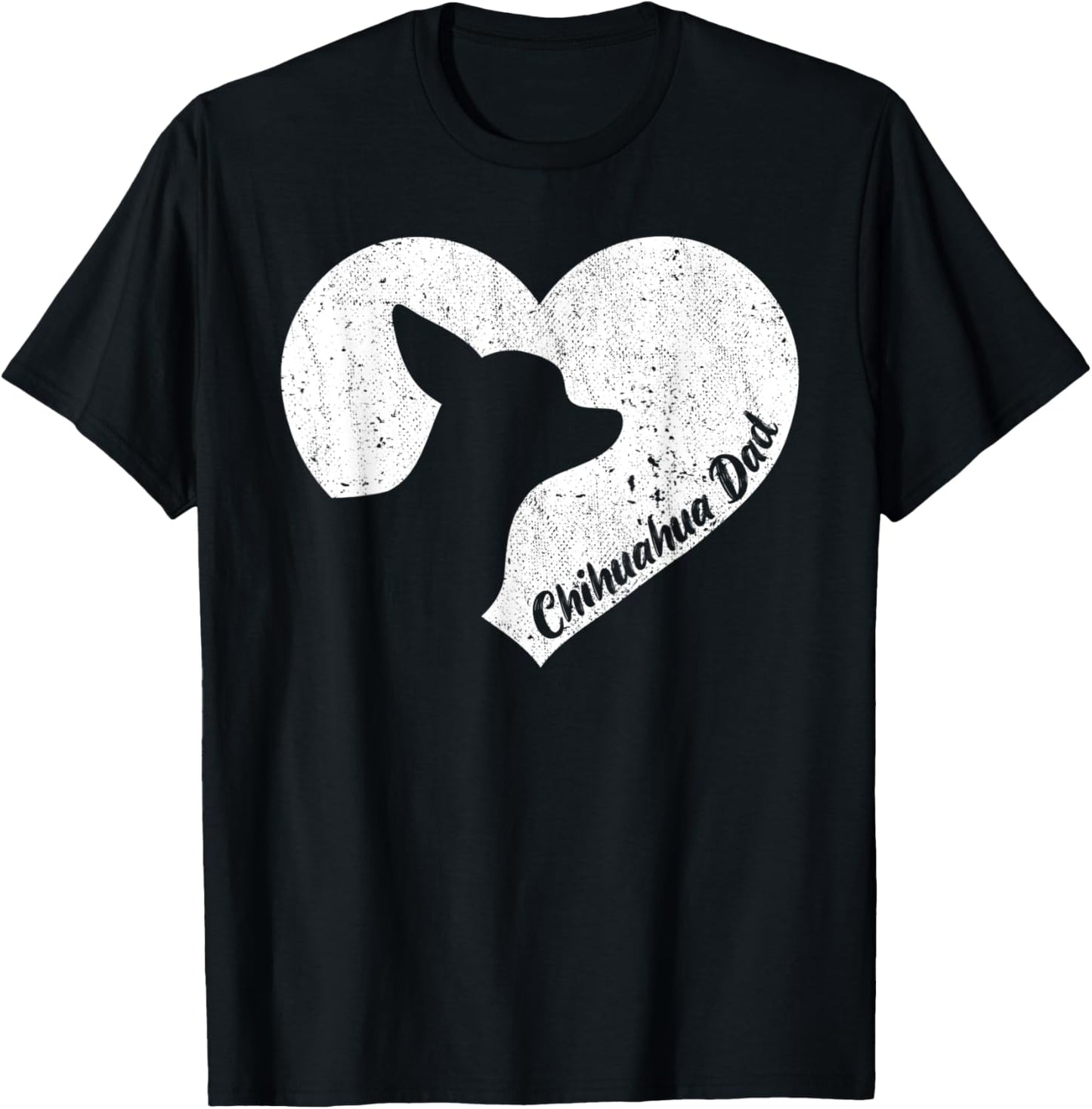 Funny Chihuahua men dad dog valentine's father's day heart T-Shirt - T-Shirt | Black