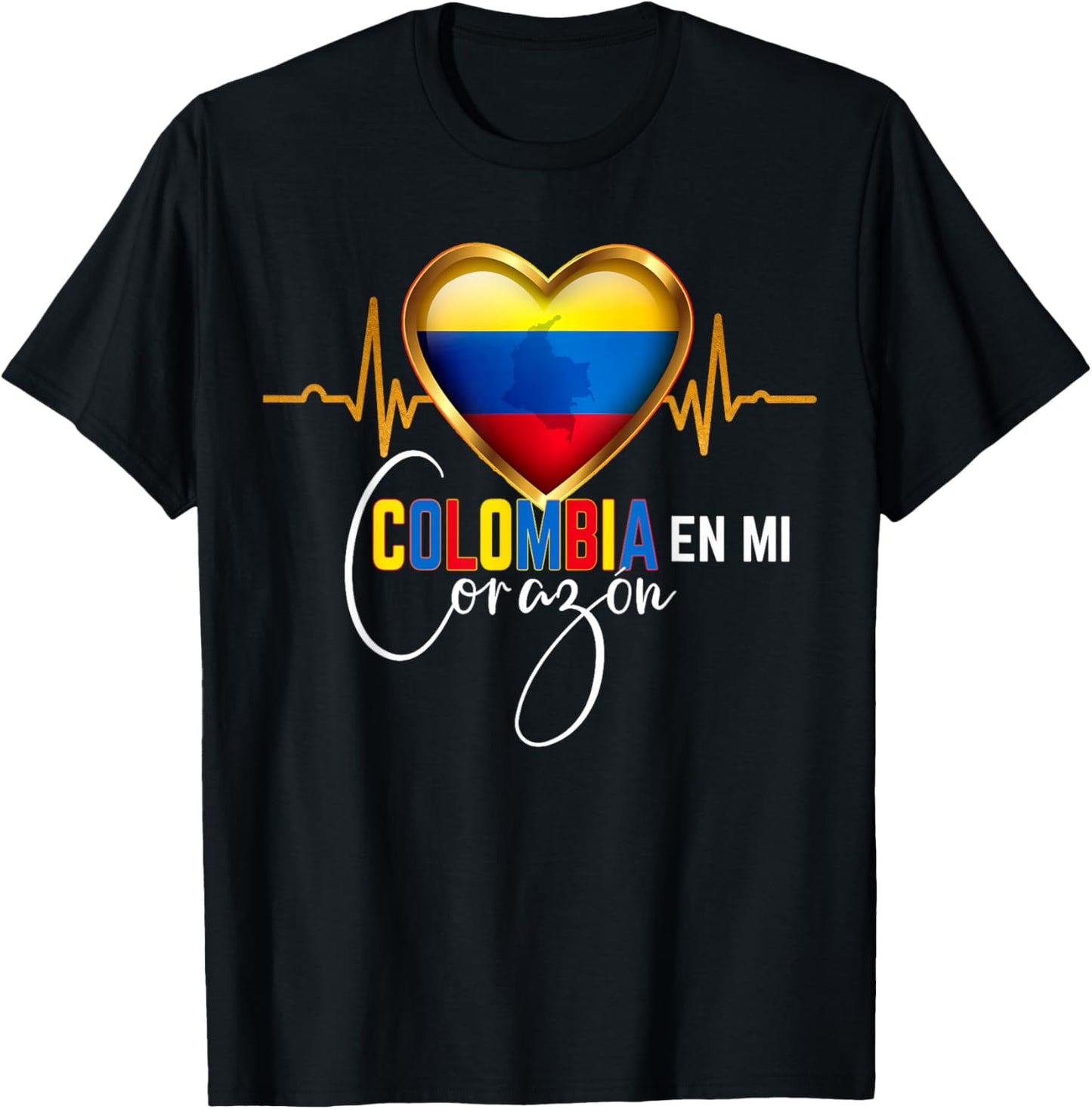 Colombia en mi Corazon Colombian Pride Matching T-Shirt - T-Shirt | Black