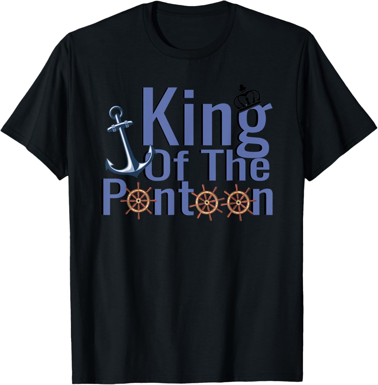 King Of The Pontoon Design Humor Boat Captain Design T-Shirt - T-Shirt | Black