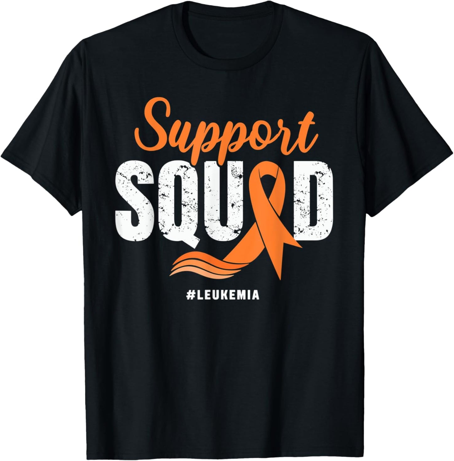 Leukemia Cancer Support Squad Orange Ribbon Cancer awareness T-Shirt - T-Shirt | Black