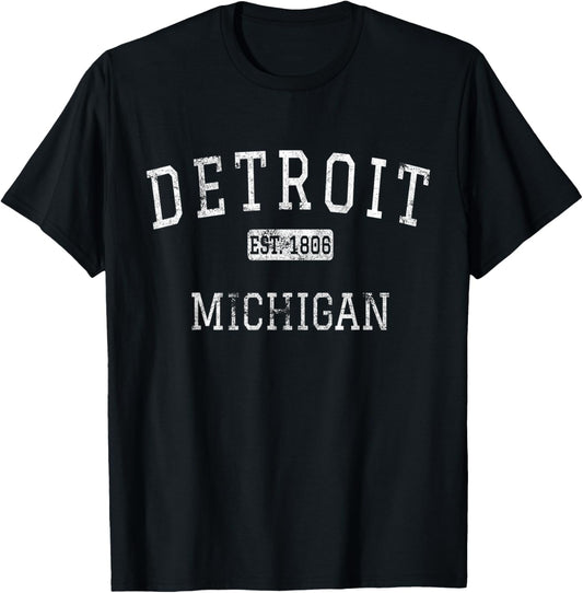 Detroit Michigan MI Vintage T-Shirt - T-Shirt | Black