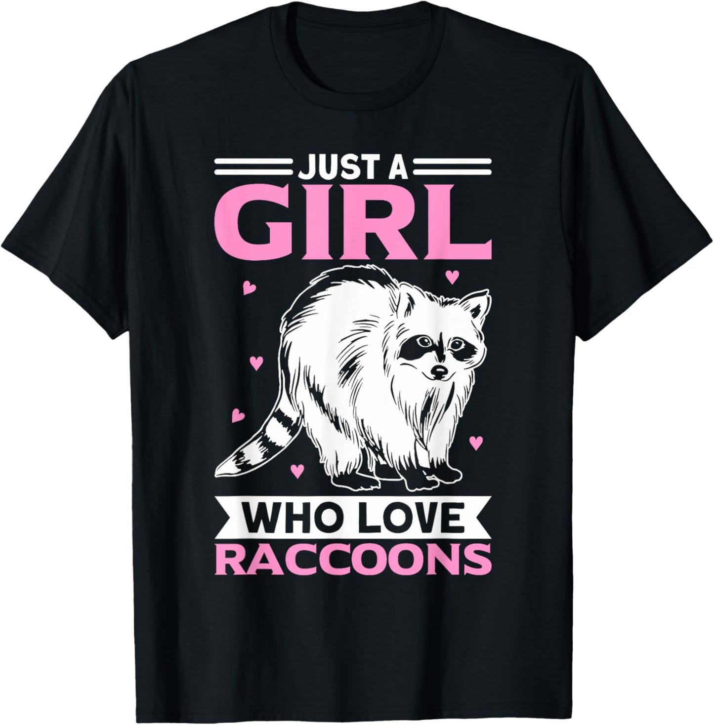 A Girl Who Love Raccoons Pajama Raccoon Bear T-Shirt - T-Shirt | Black