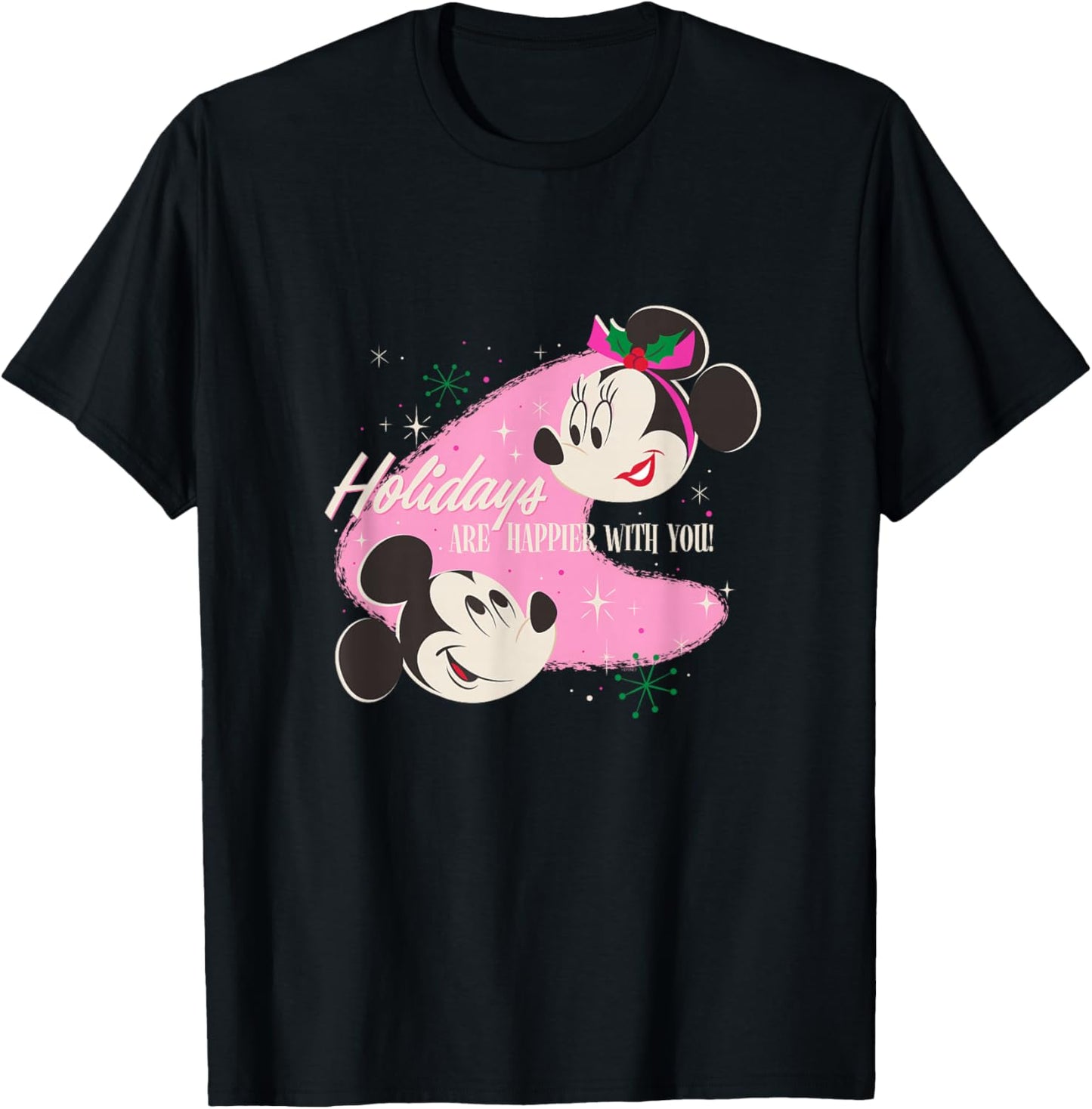 Disney Mickey & Minnie Mouse Holidays are Happier With You T-Shirt - T-Shirt | Black