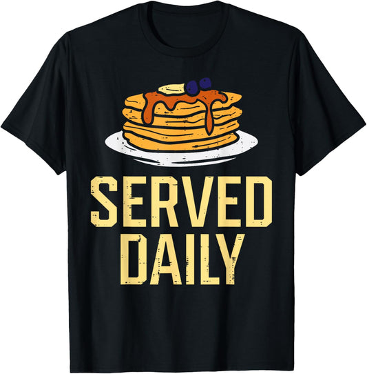 Pancakes Served Daily American Football Funny Sports Lineman T-Shirt - T-Shirt | Black
