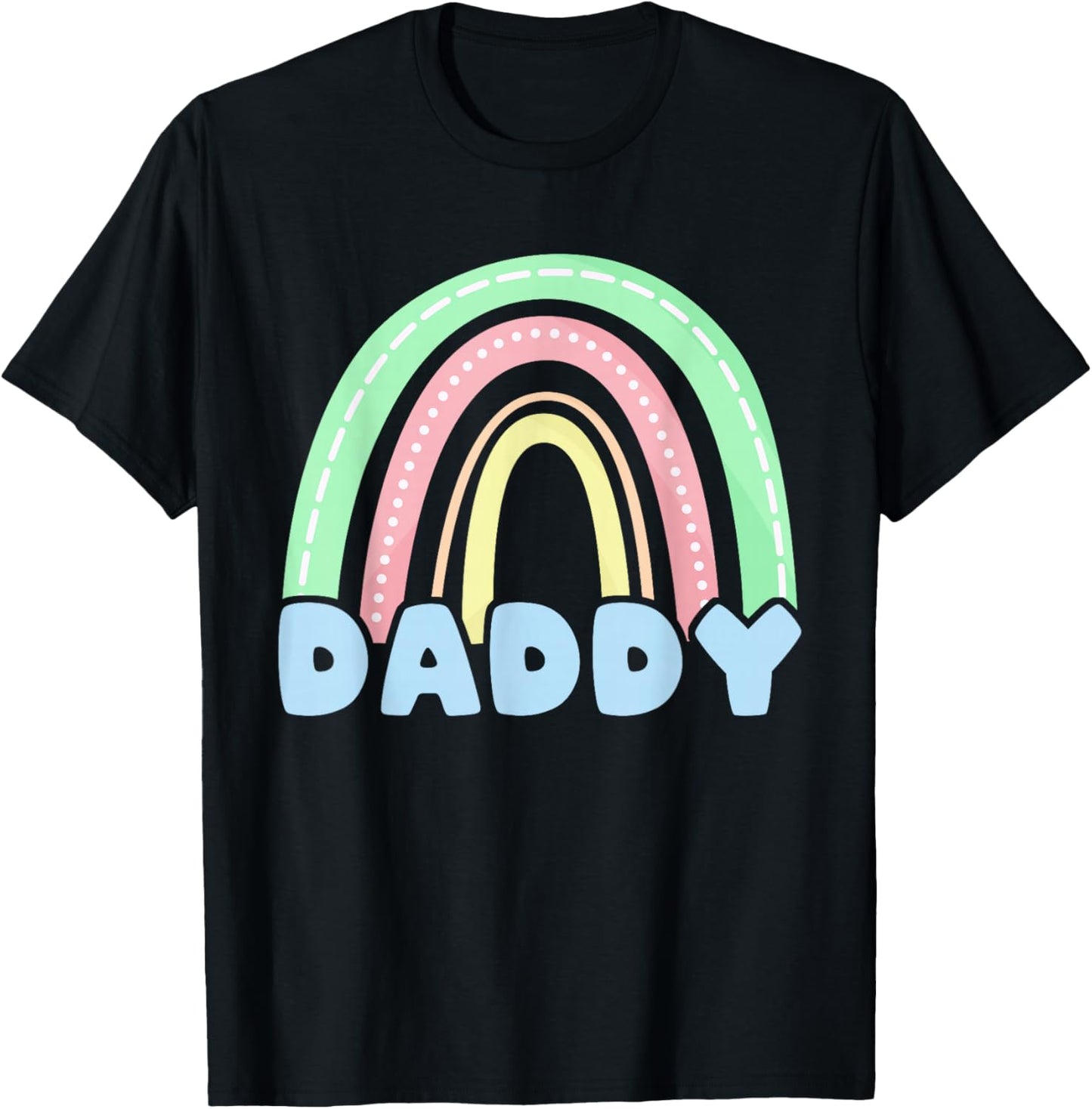Dad Pastel Rainbow Family 1st Birthday Party T-Shirt - T-Shirt | Black