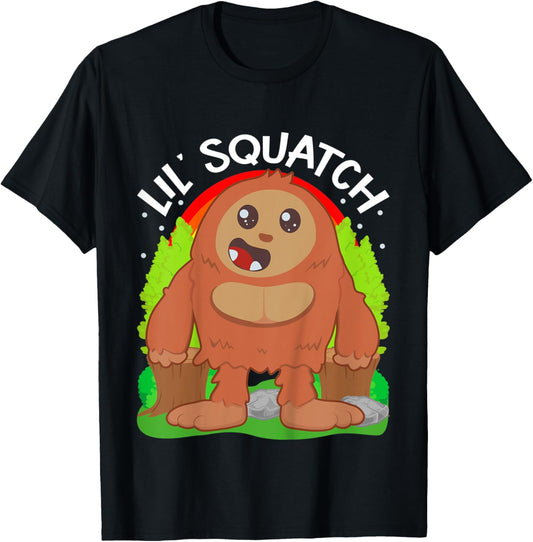 Kids Lil Squatch Cute Baby Bigfoot Boys Little Sasquatch Kids Boy T-Shirt - T-Shirt | Black