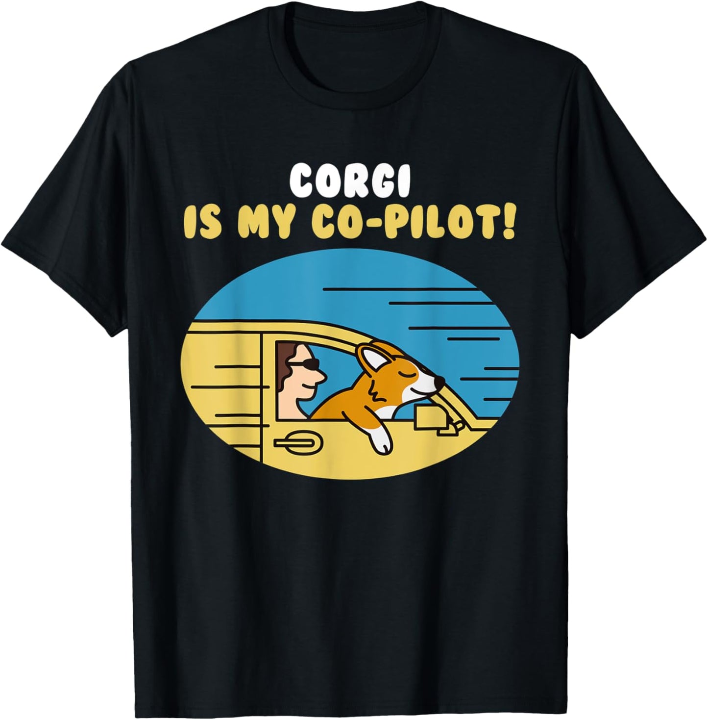 Corgi Is My Co-Pilot Dog Women Kids T-Shirt - T-Shirt | Black
