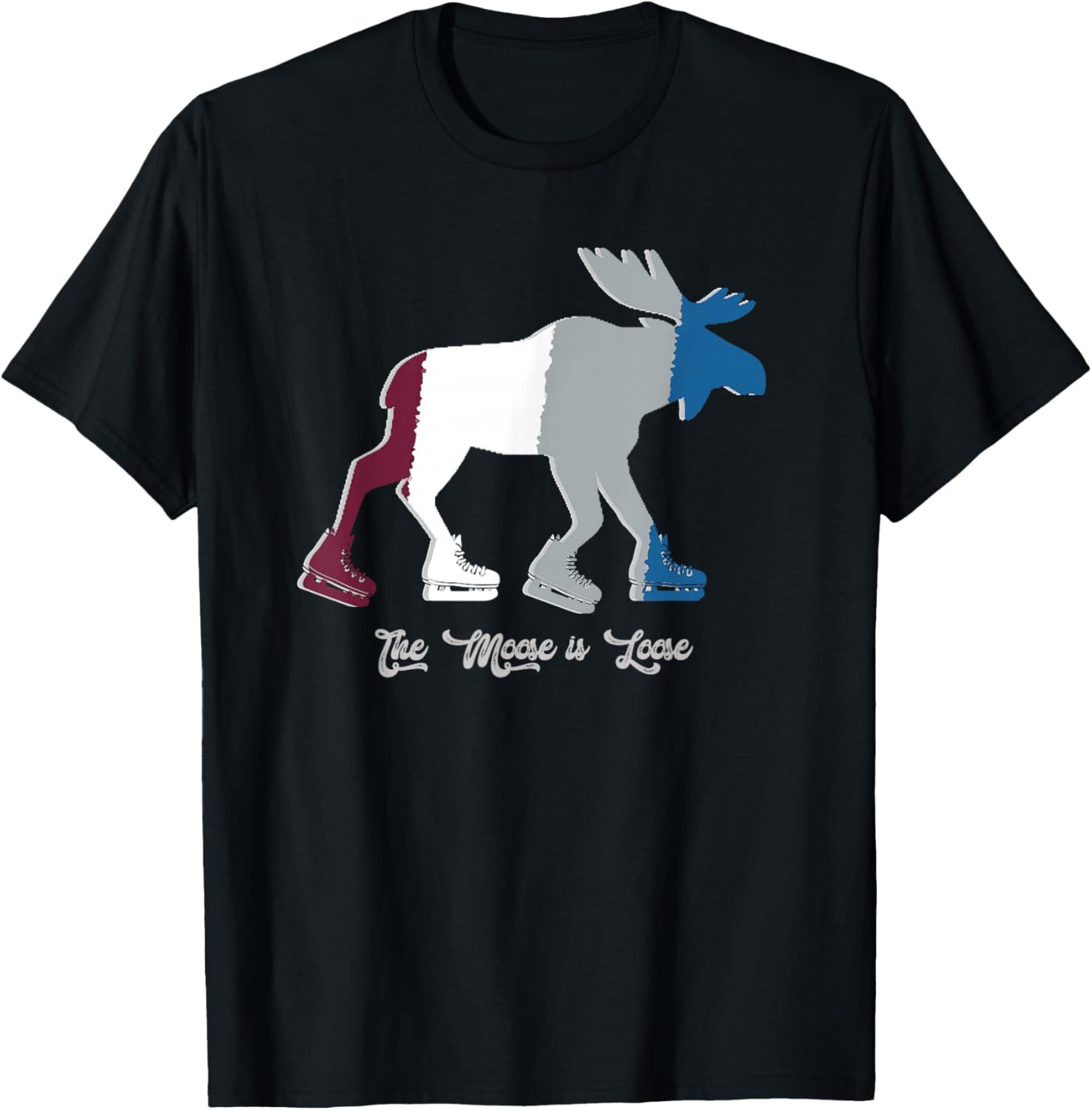 The Moose is Loose - Hockey Skates T-Shirt - T-Shirt | Black